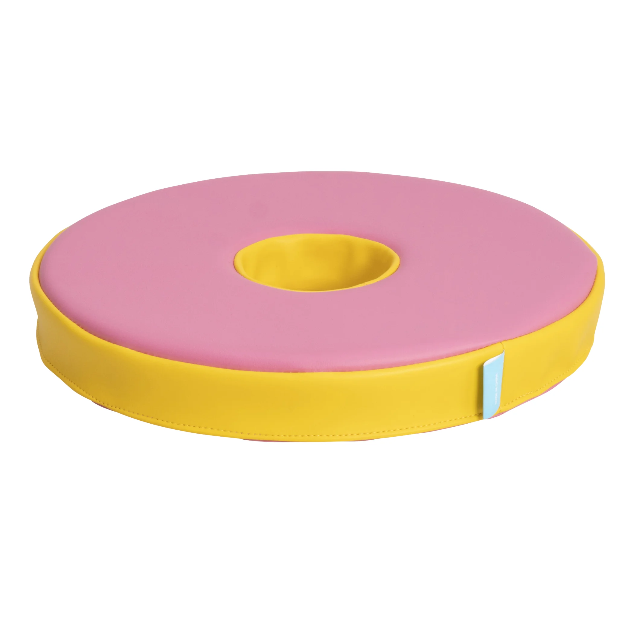 Turn-Table, Pink top, Yellow base, Ring shape, Foam cushion