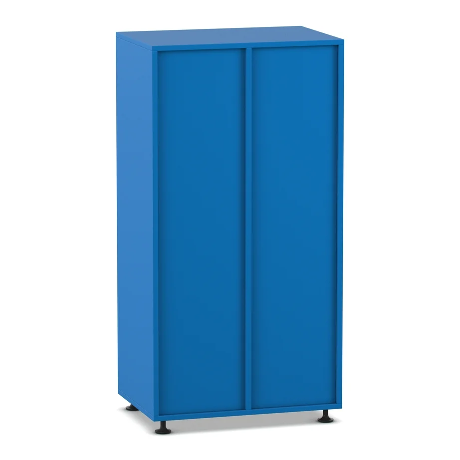 Kleiderschrank, Schrank, Blau, Schiebetür, Metall/Spanplatte