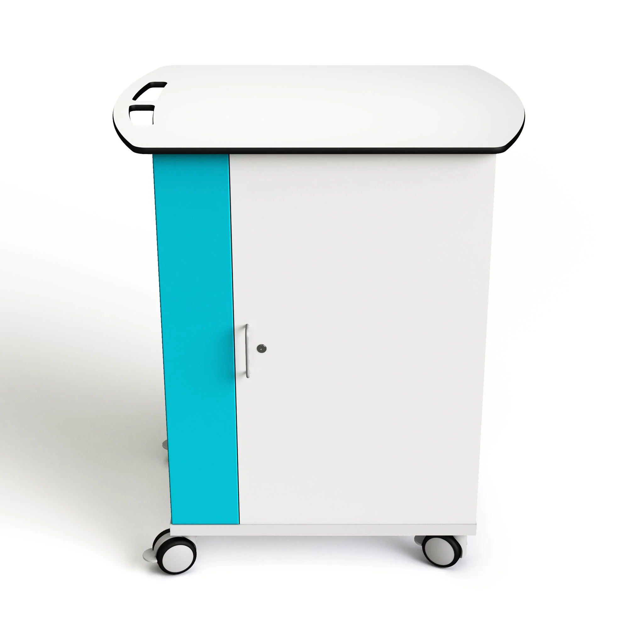 Medizinischer Wagen, Mobiler Schrank, Türschrank, Türschrank mit Rollen, Blaues Akzentpanel