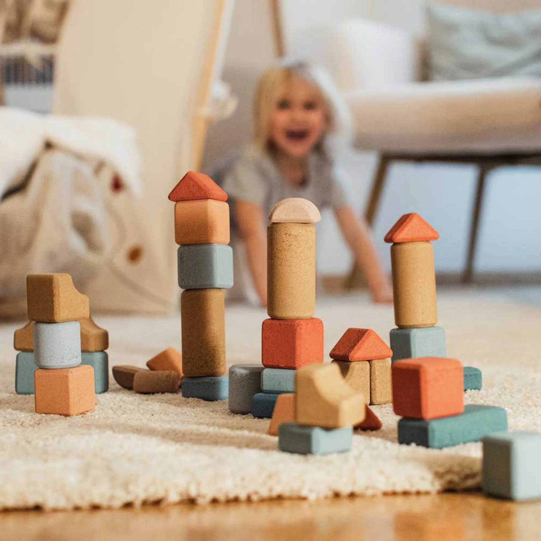Holzbausteine, Bausteine, Kinderzimmer Spielzeug, Segmentwürfel, Puppenhausbauer