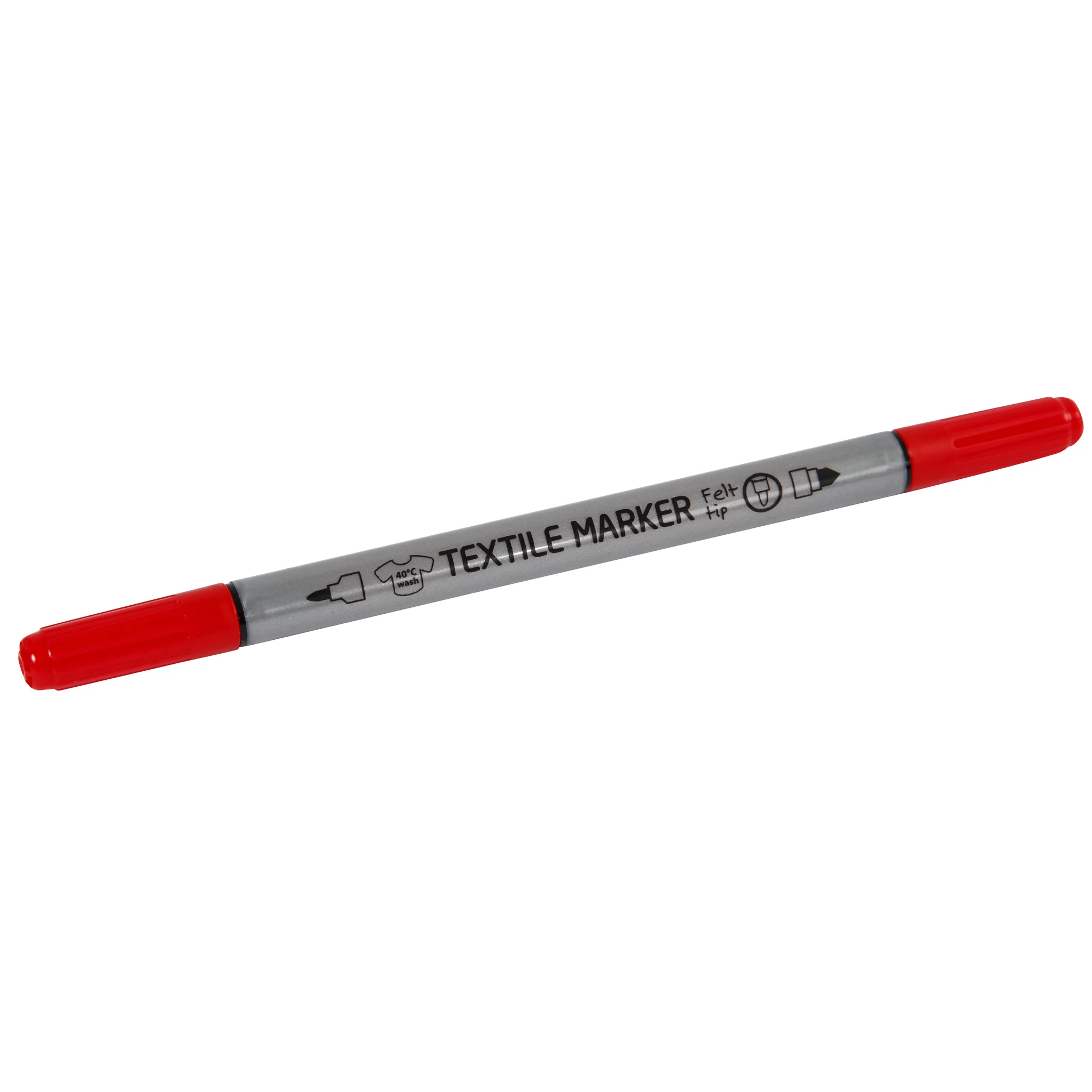 Textilmarker, Markerstift, Rote Kappe, Gehäuse Grau, Stift für Stoff