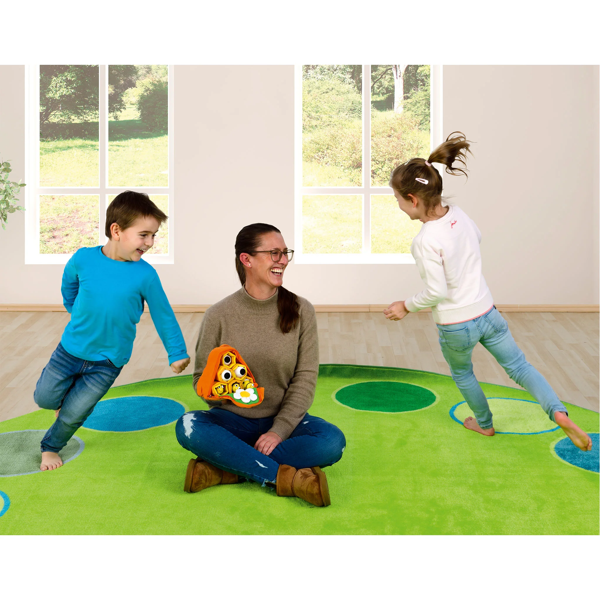 Kinder, Rug, Grün, Spielmatte, Bunte Muster