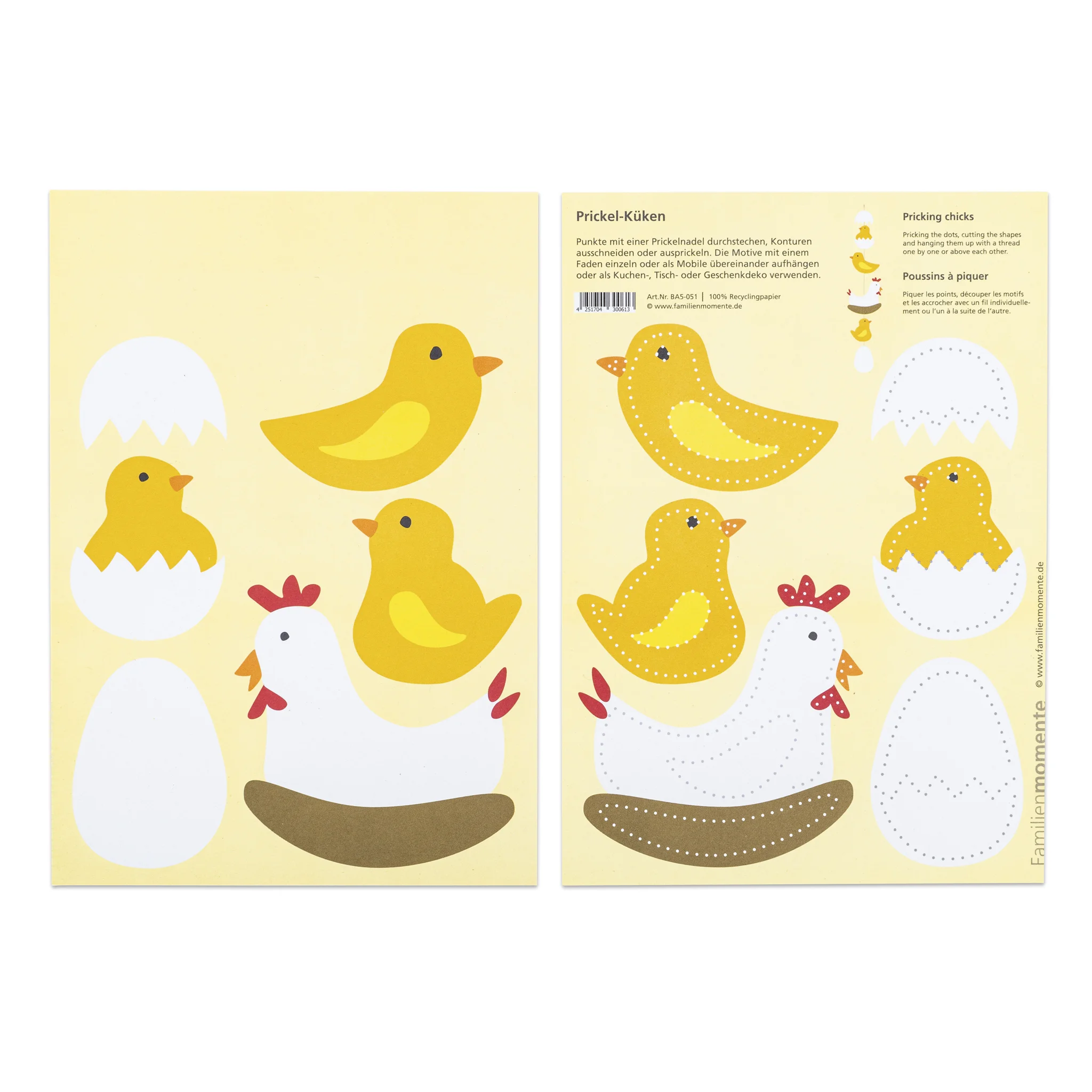 Huhn, Küken, Ei, Stanzvorlage, Papierfigur