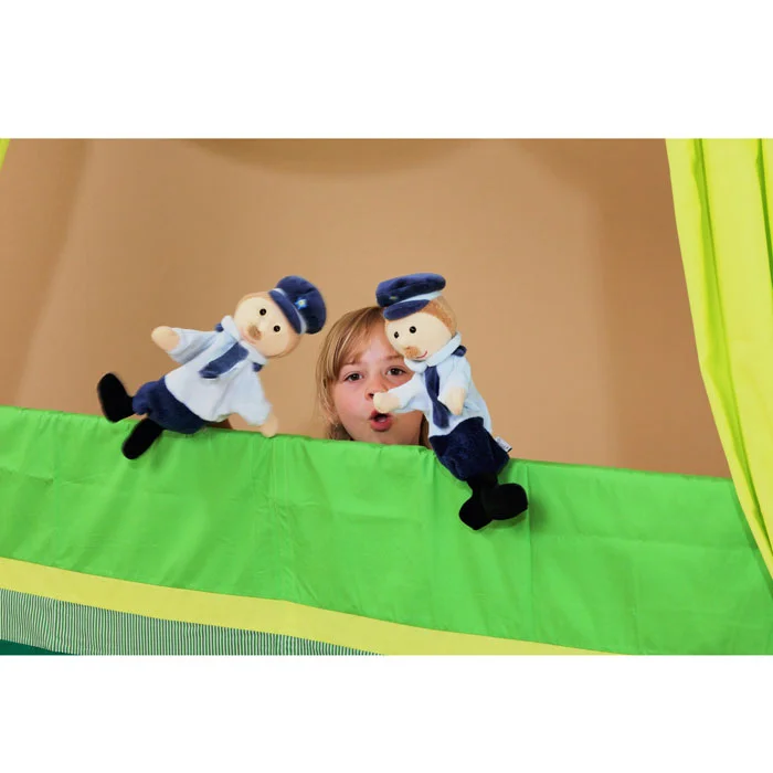 puppets, hand puppets, theater, stage, green curtain