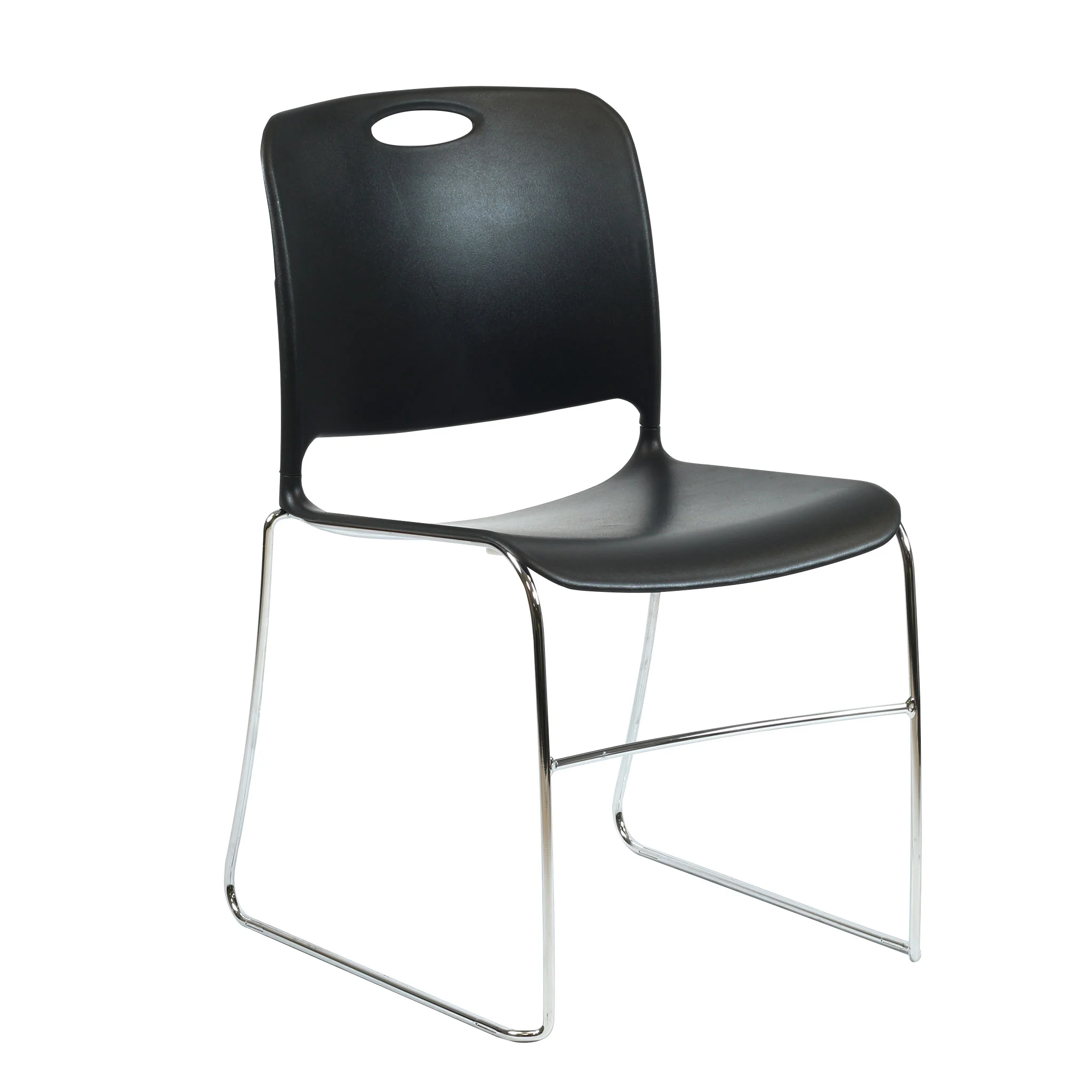 Stuhl, Schwarz, Kunstleder, Schale, Stuhlgestell aus Metall