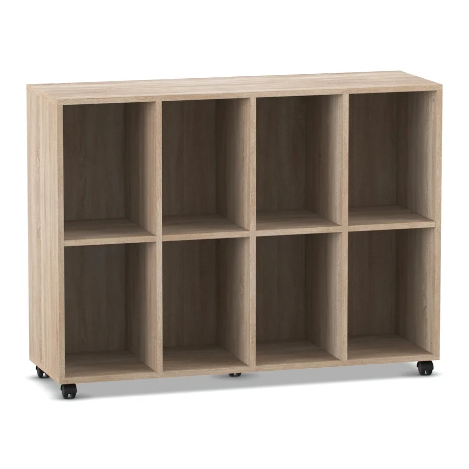 Regal, Cube Regal, Ablagefach, Holzoptik, Wagen mit Rollen