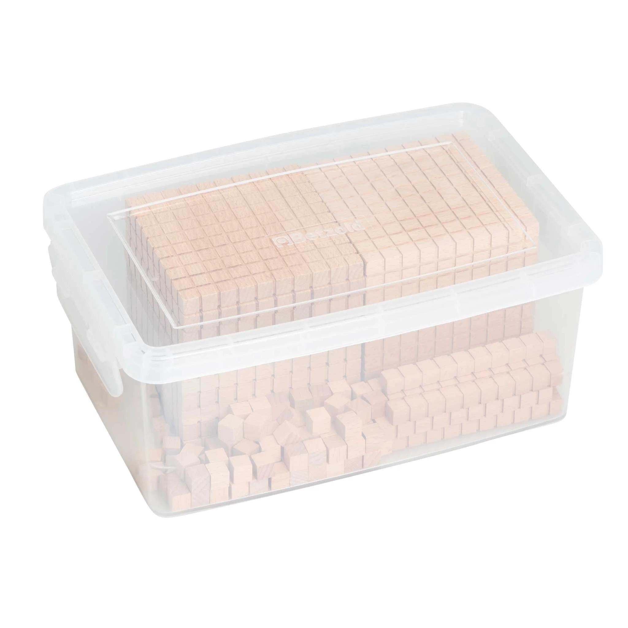 Würfel-Set, Holzbausteine, Bauklötze, Konstruktionsteile, Kunststoffbox