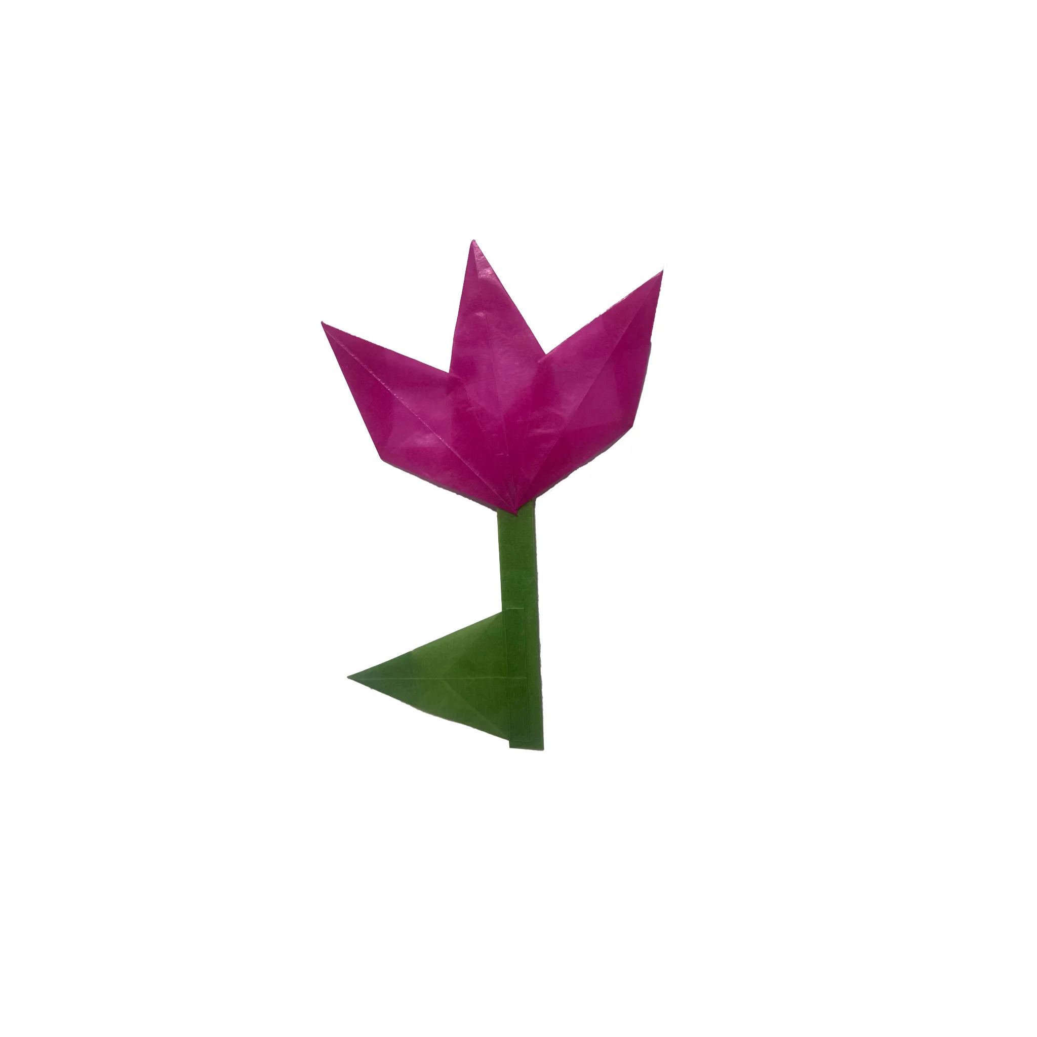 Origami, Tulpe, Papierblume, Grüne-stiel, Rosa-Blüte