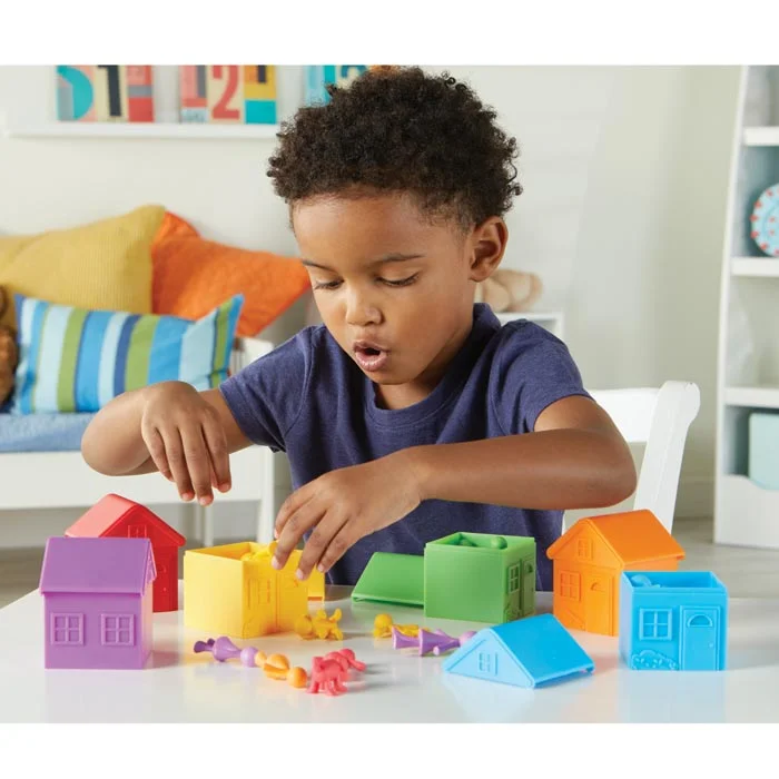 Konstruktionsspielzeug, Bausatz, Kleinstbausatz, Farbige Häuser, Kinderspielzeug