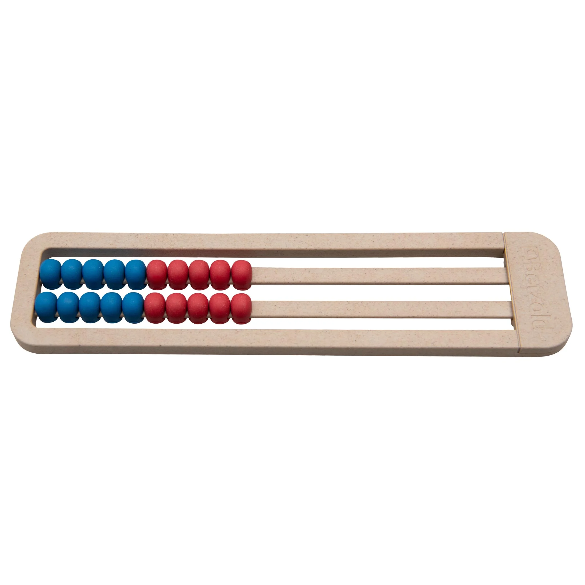 Abakus, Rechenstäbchen, Holz, blaue Perlen, rote Perlen