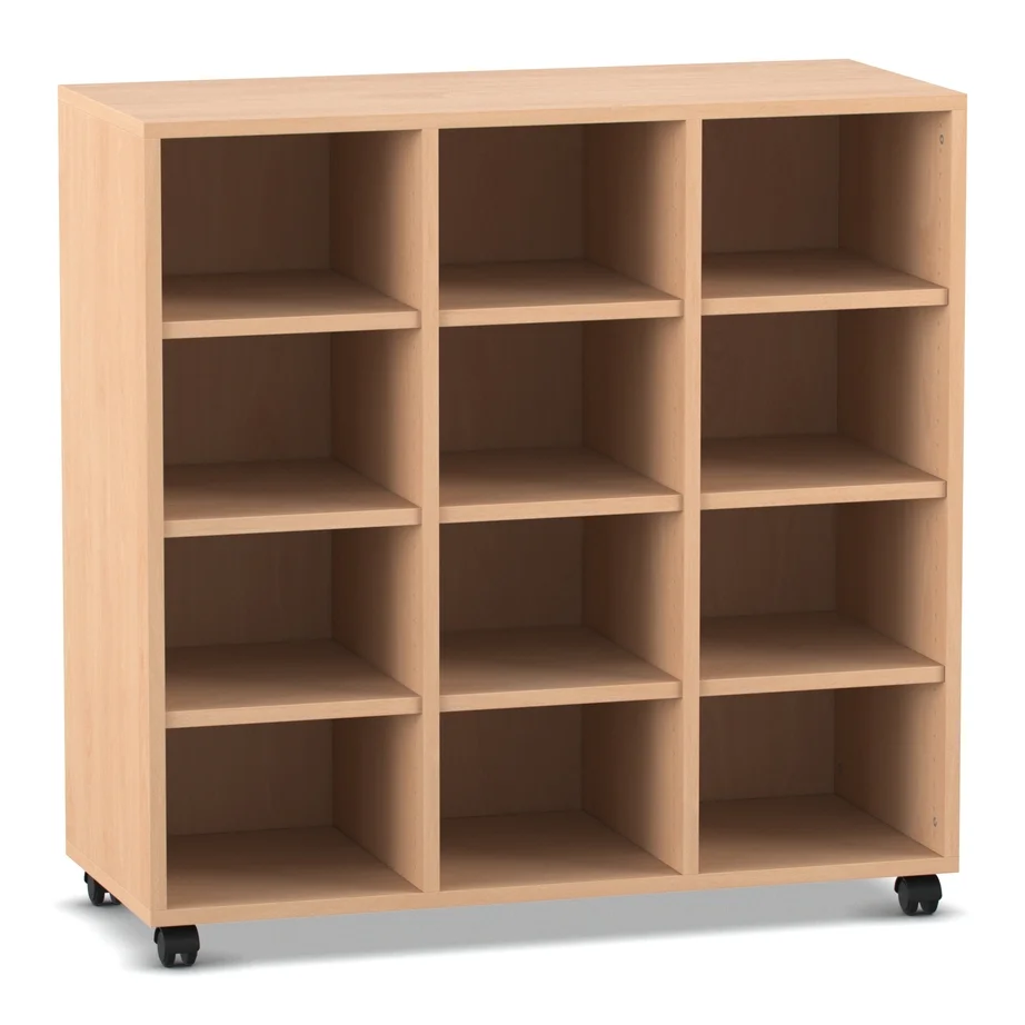 Regal mit 12 Fächern, 98 x 40,8 x 96,6 cm, Buche hell