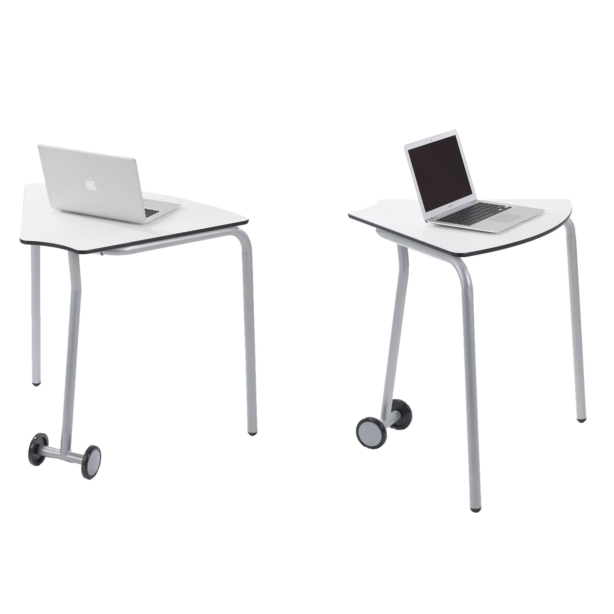 Schreibtisch, rollbare Tische, Laptop-Tisch, Metallisch grau, klappbare Kante