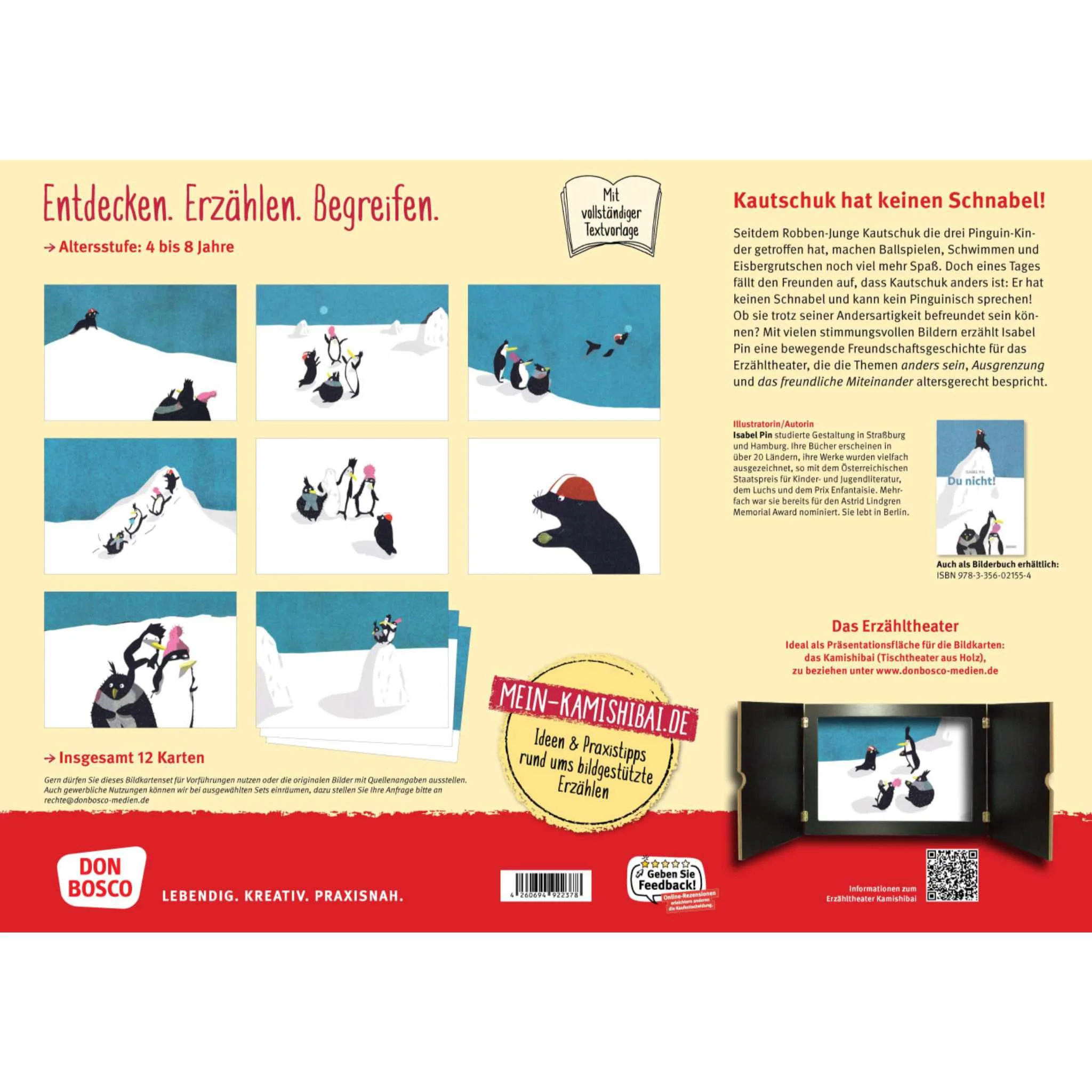 Kinderbuch, Pinguin, Schneemann, Karten, Erzähltheater