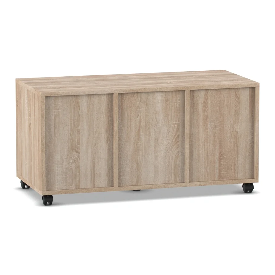 Sideboard, Storage cabinet, Wood texture, Caster wheels, Sliding doors
