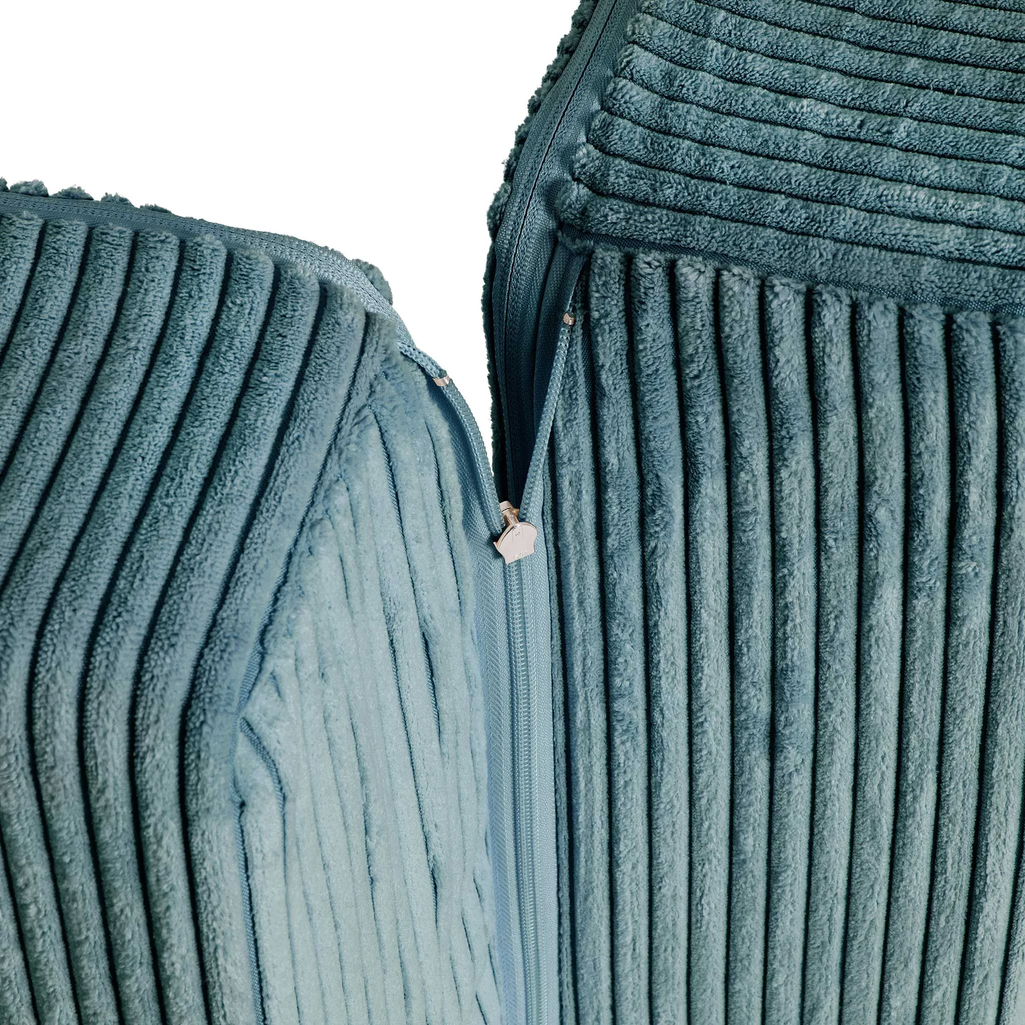 Kissen, Kissenbezüge, Cordelienoptik, Reißverschluss, Teal/Blaugrün