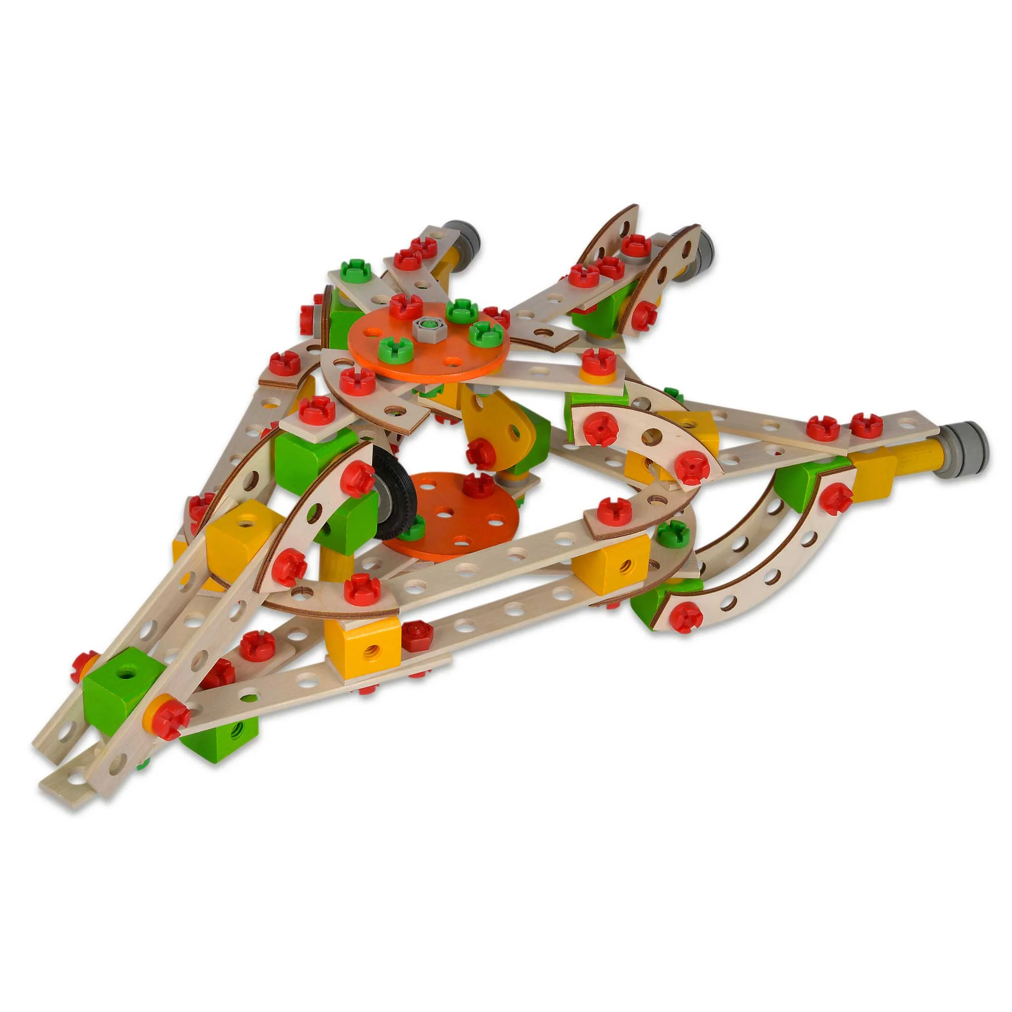 Konstruktionsbausteine, Klemmbausteine, Holz/Plastik Mischmaterial, bunte Bausteine, Rätschen/Mechanismus