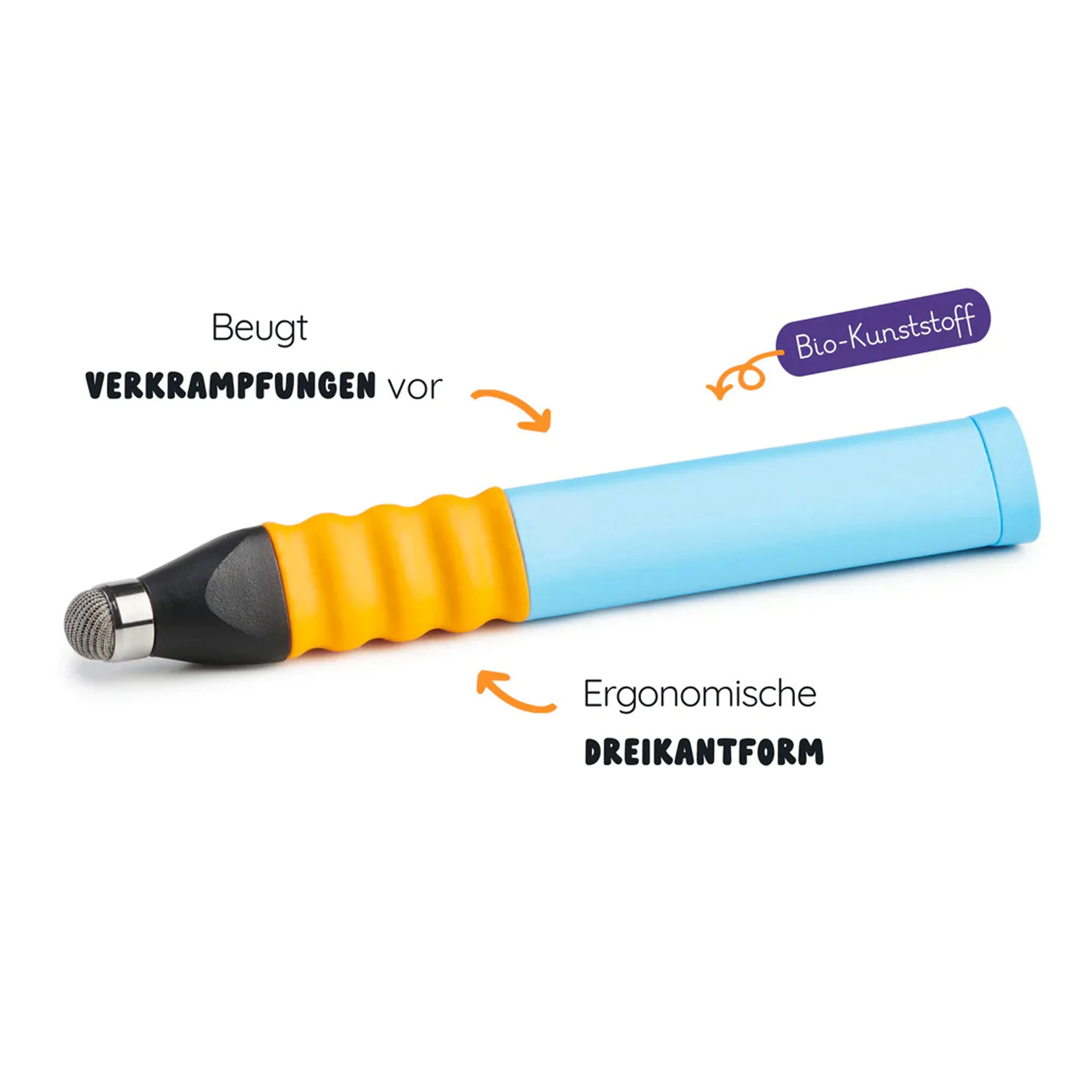 Kunststoff-Pen, Ergonomische Form, Dreikantform, Blau, Schreibwerkzeug