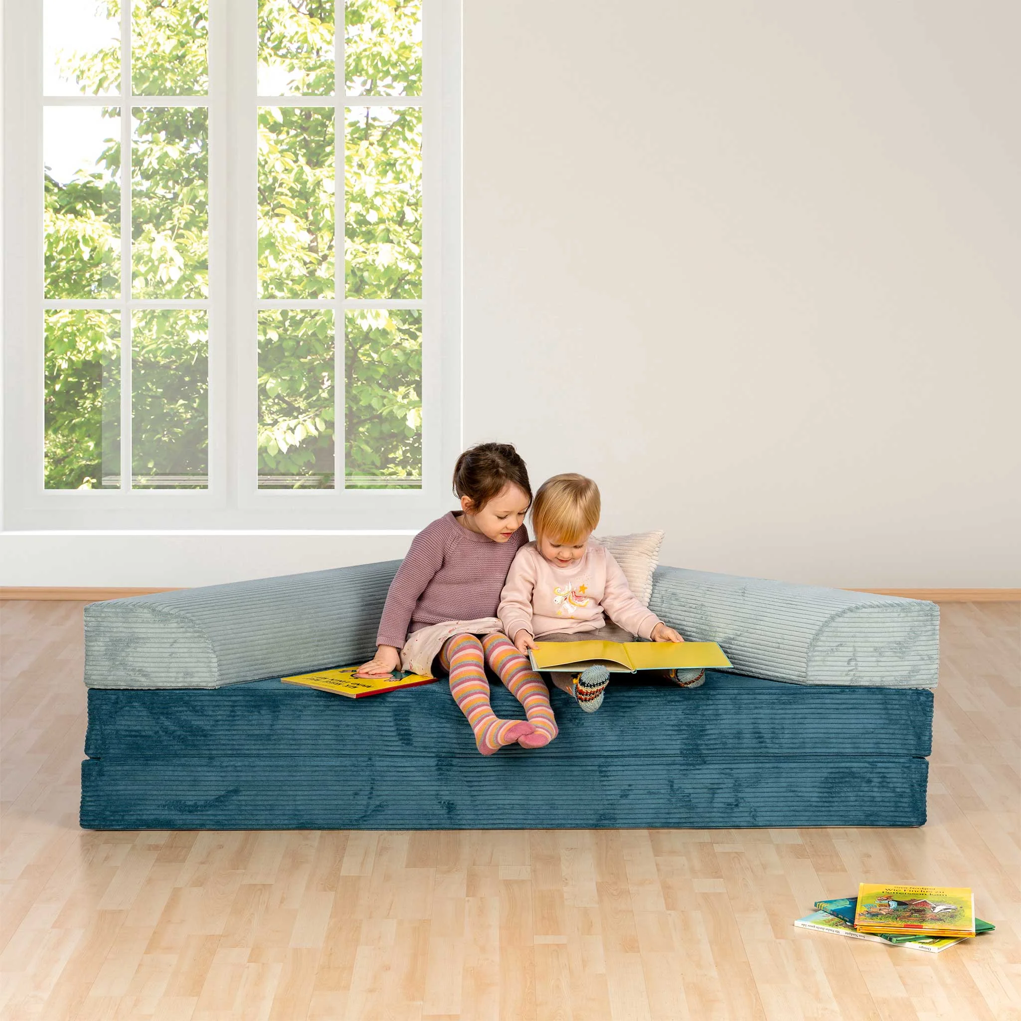 Sofa, Kinder, Kissen, Lesestoff, Bunte Strumpf