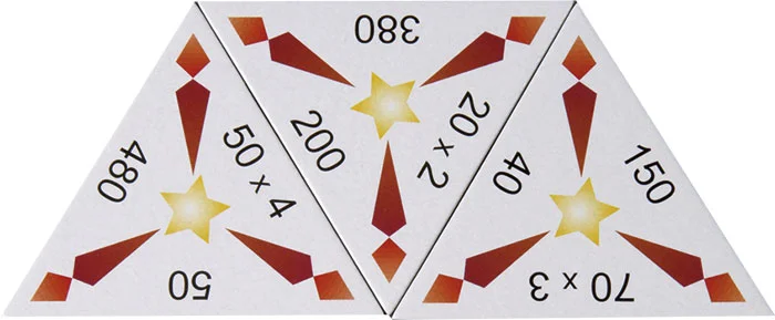 puzzle, dreieckig, bedruckt, sterne, zahlen