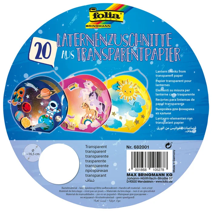 Laternen, Laternenschnitte, Transparente Papier, 20 Stück, Bastelset