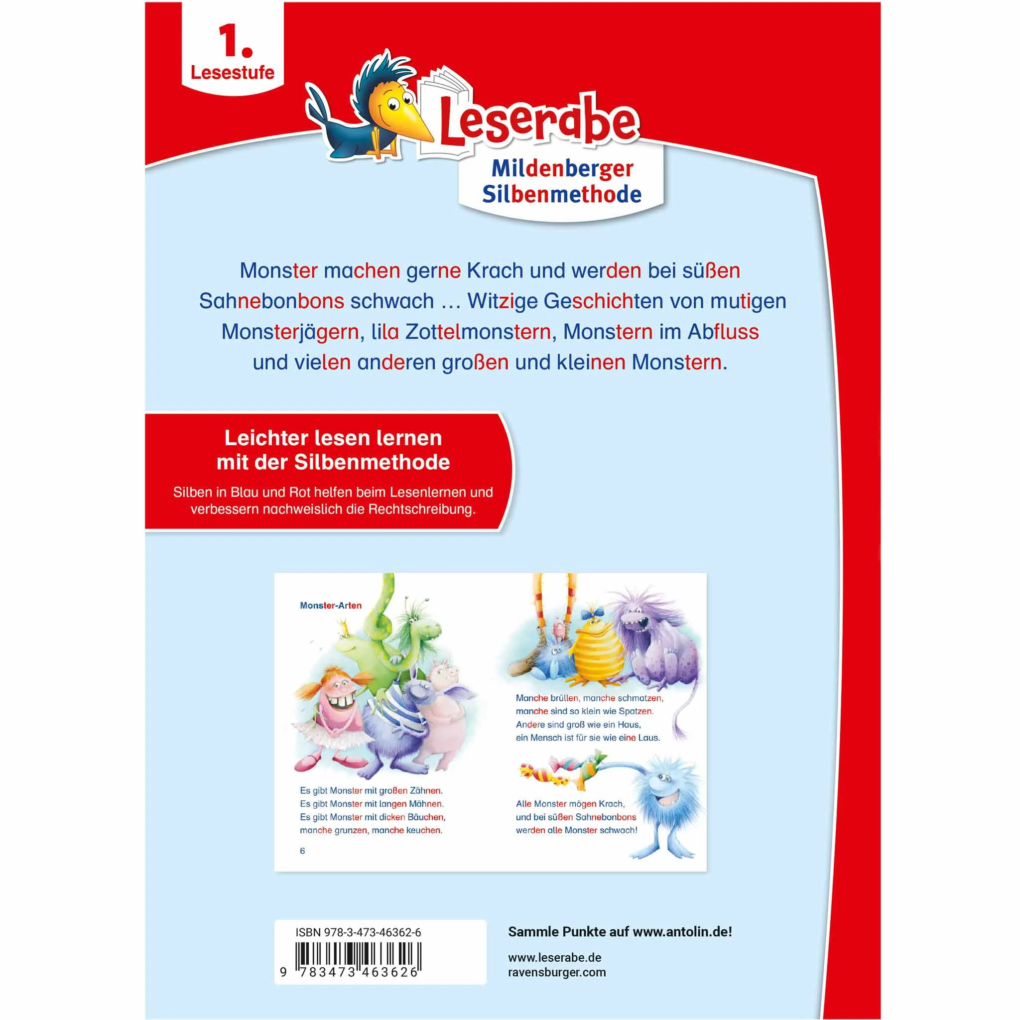 Kinderbuch, Leserabe, Silbenmethode, Monster, Bilderbuch