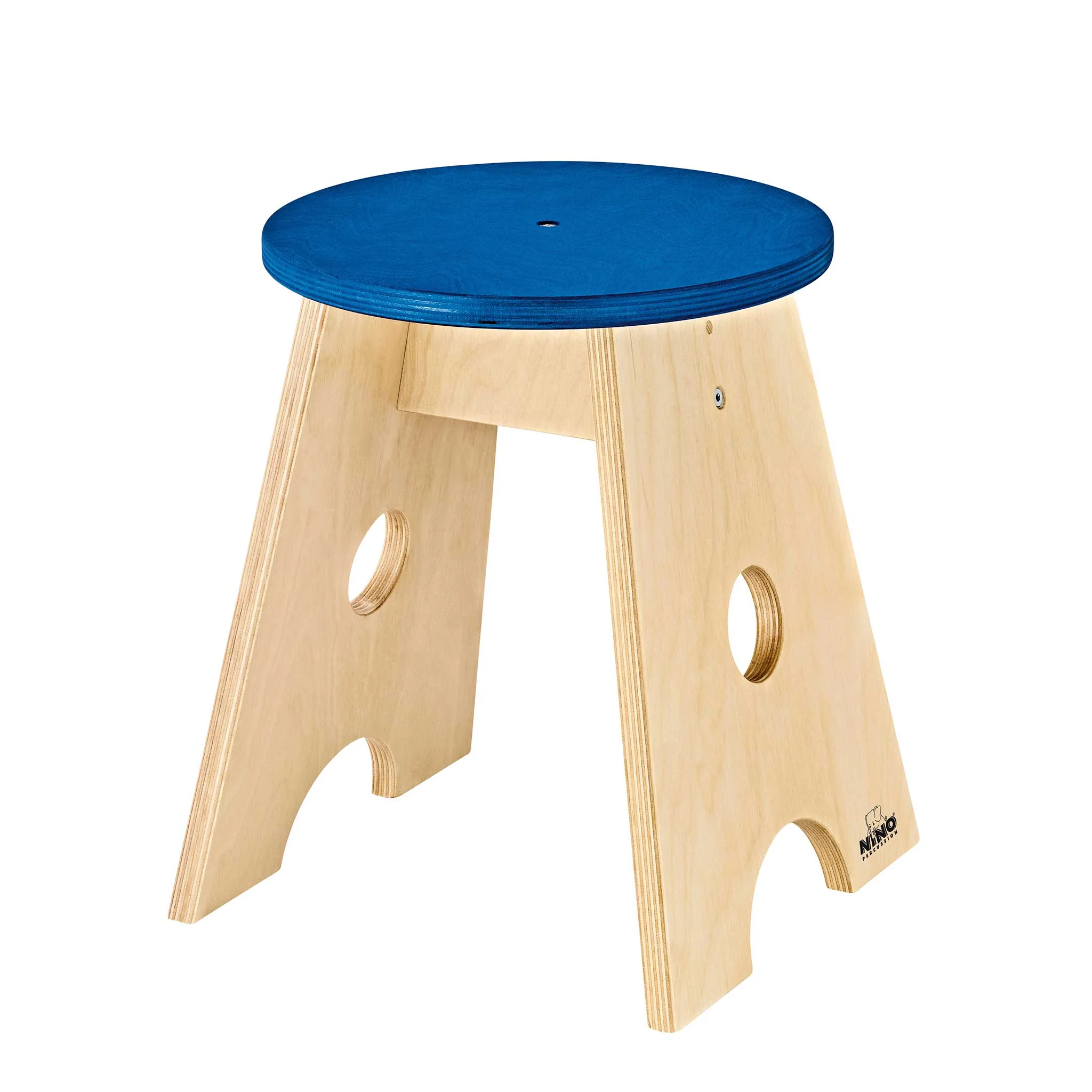 Holzstuhl, Kinderstuhl, Sitzhocker, Rundholzplatte, blau