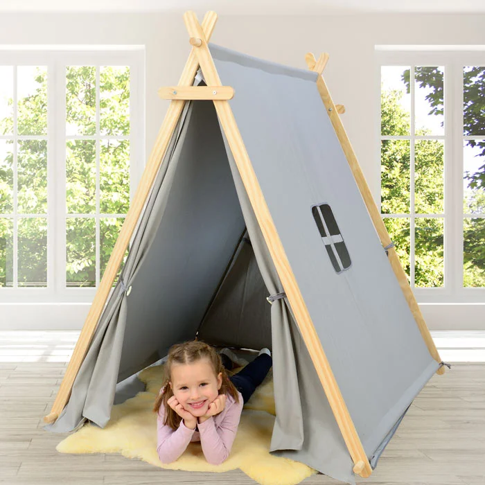 tent, kids, play tent, teepee, gray