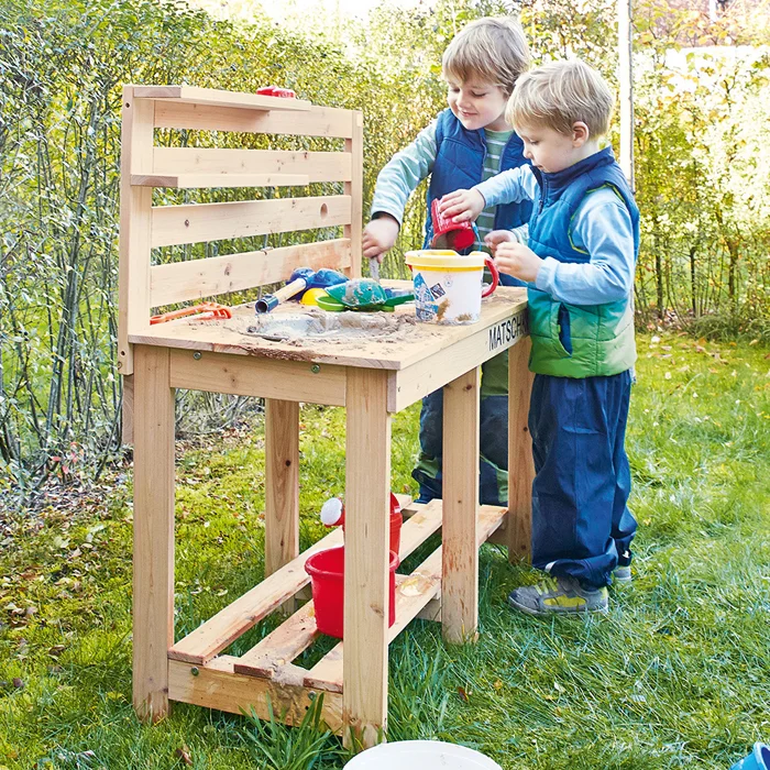 Holzwerkbank, Spielwerkbank, Gartenwerkbank, Kauspielzeug, Kinderwerkbank