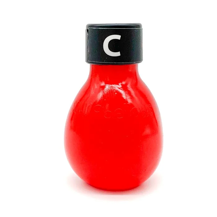 Minilampe, Flasche, Rot, Glühbirnenform, Kappe schwarz