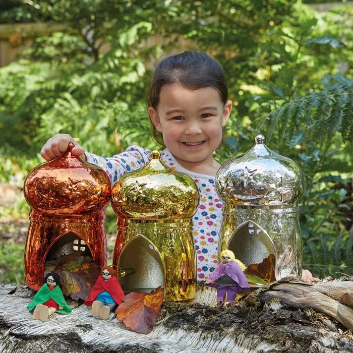 Glasslaternen, Miniaturlaternen, Sternenmuster, Metallische Farben, Kinder mit Kürbissen