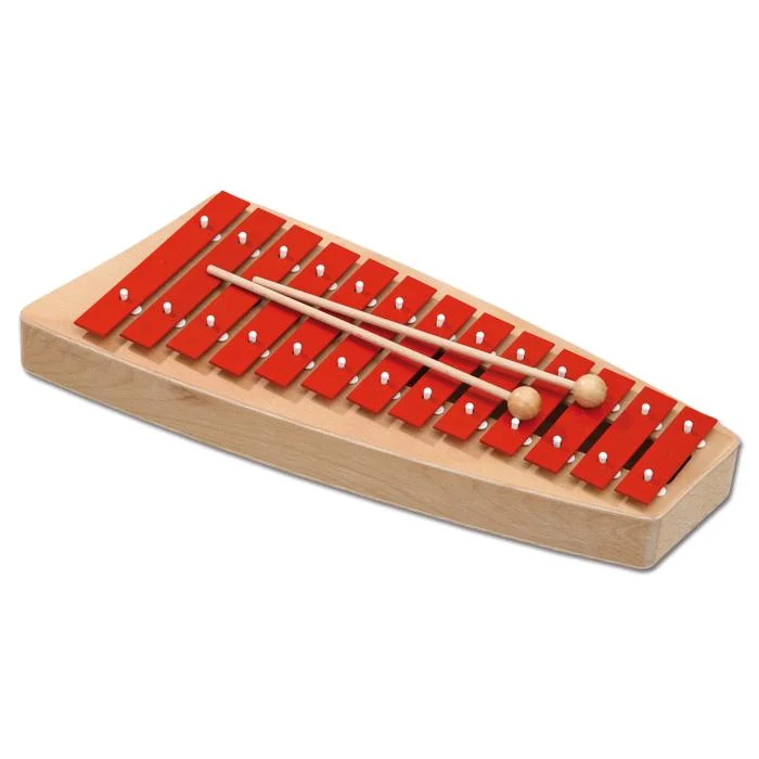xylophon, Musikinstrument, holz, rote Tasten, Schlägel
