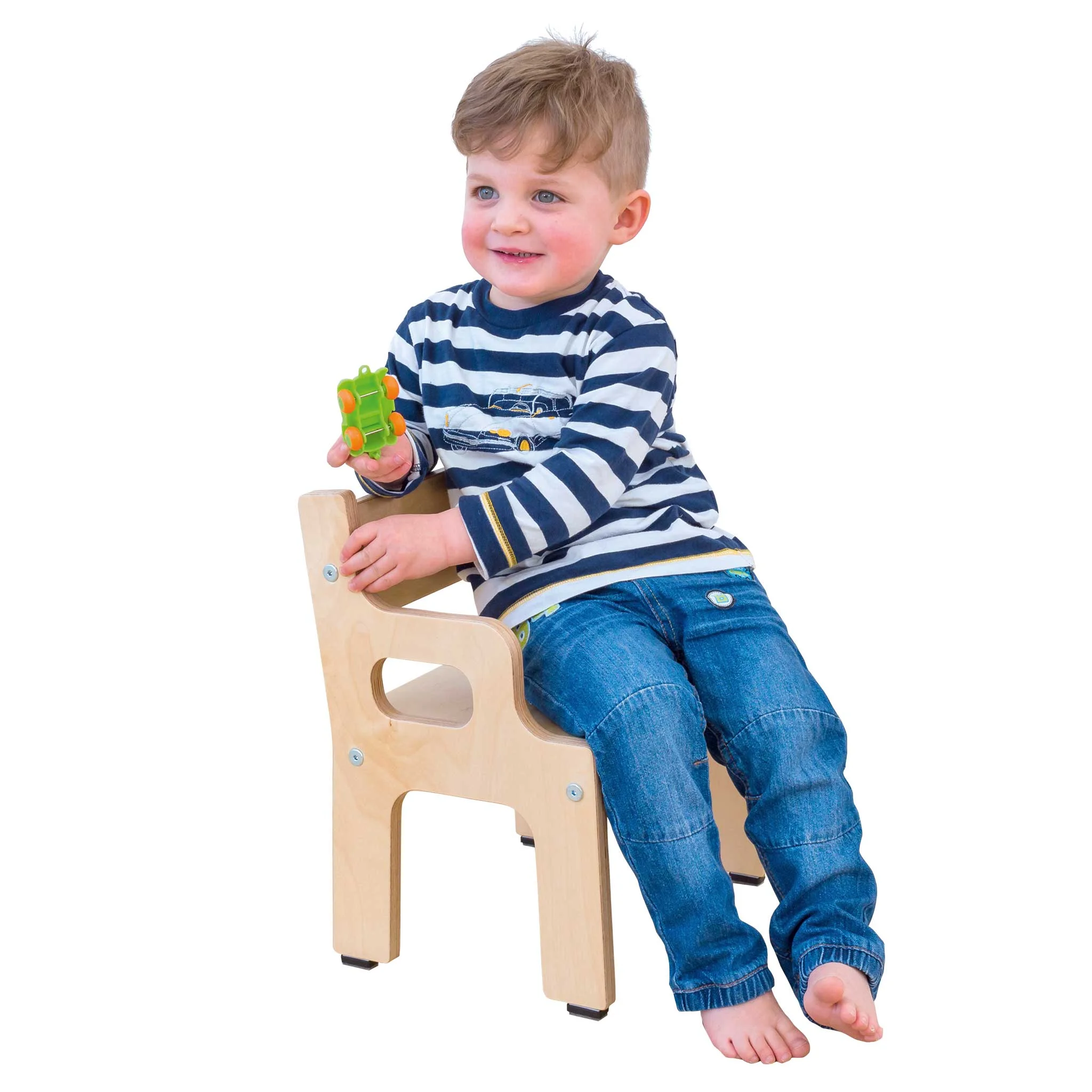 Kinderstuhl, Holzstuhl, Jeans, Langarmshirt, Spielzeug