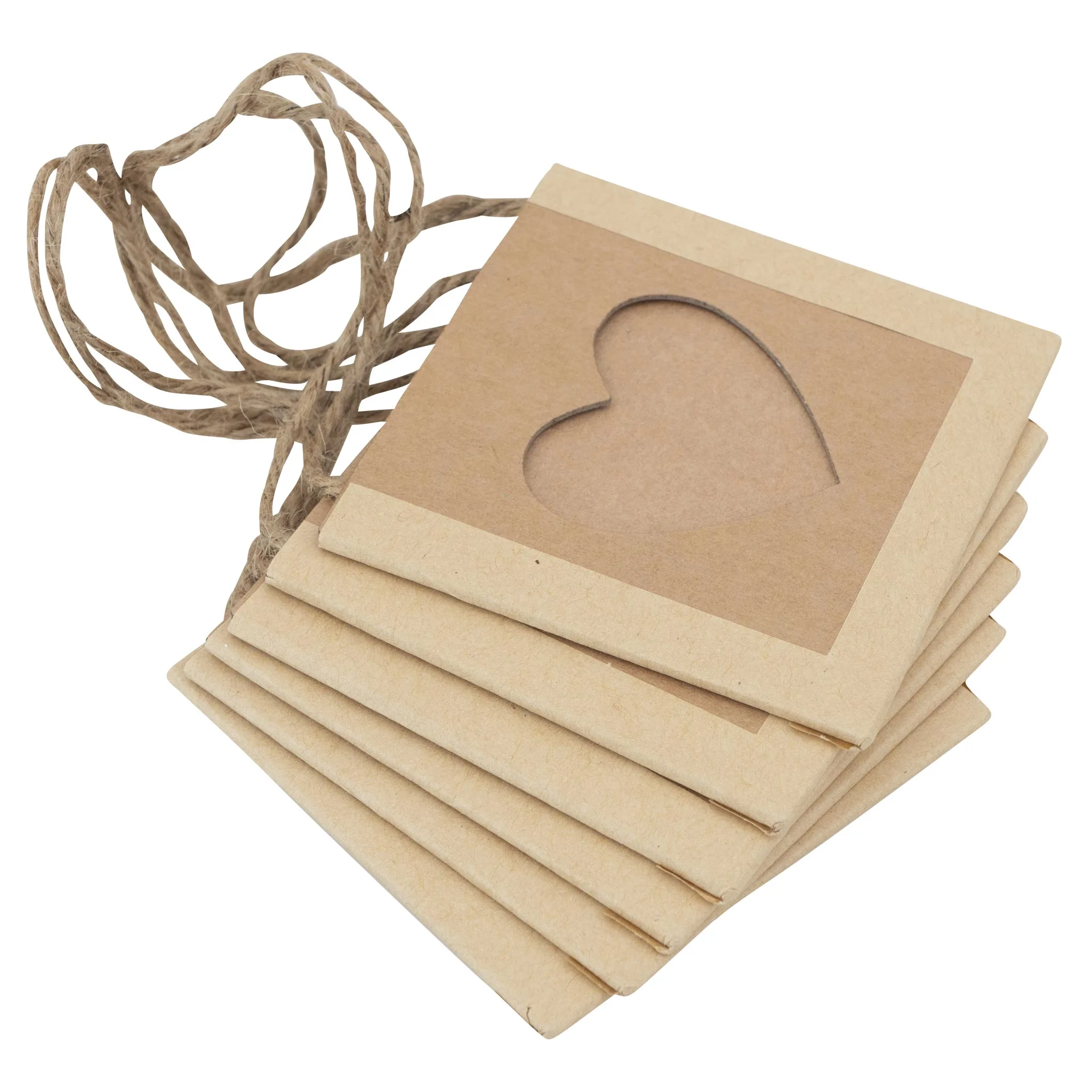 Hochzeitsgeschenke, Pappaufkleber, Kraftpapier, Herz-Ausschnitt, Schnuranhänger