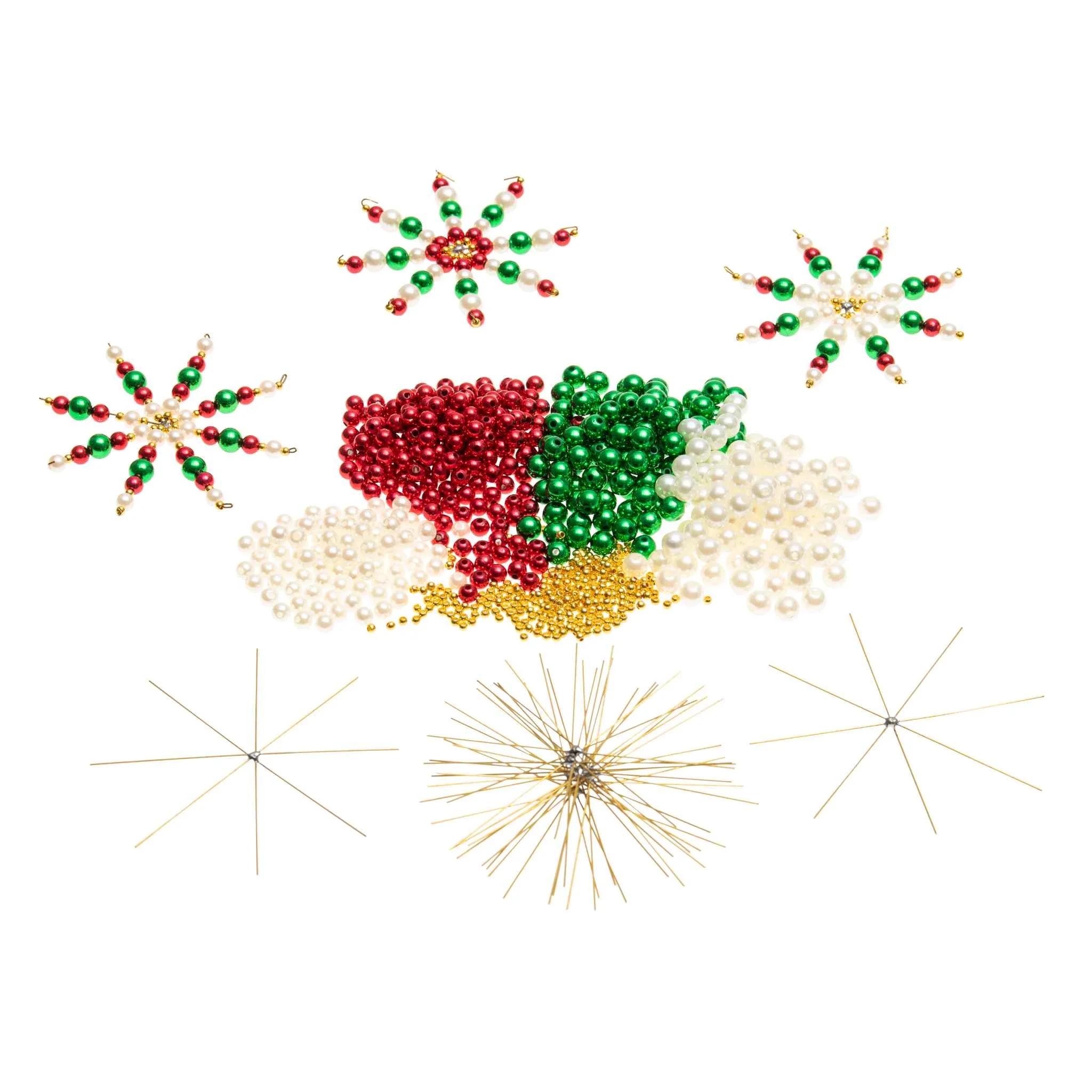 Perlen, Dekorperlen, Weihnachtsdeko, Kristallperlen, Sternen-Design