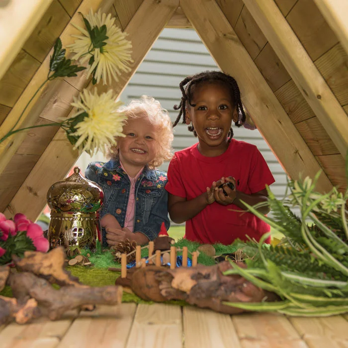 children, play, garden, flowers, dolls