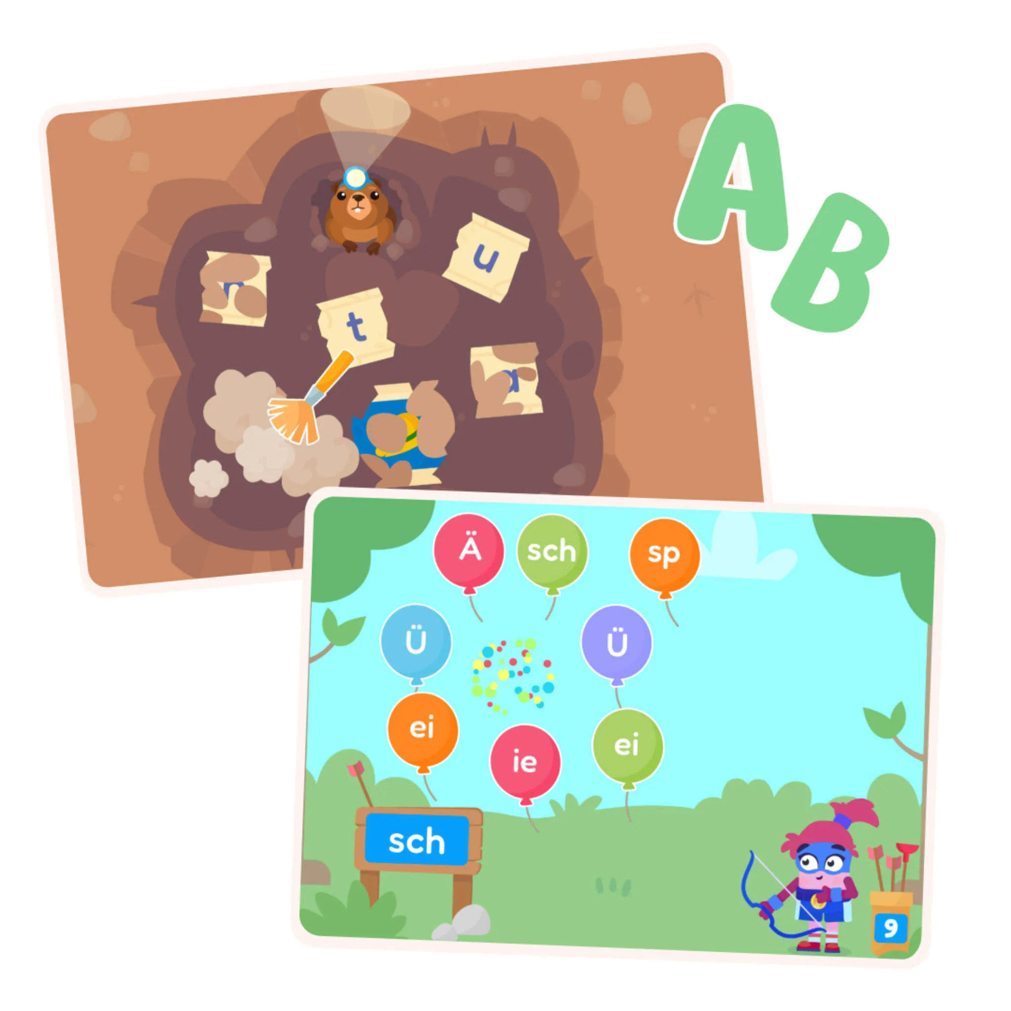 flashcards, alphabet, Lernspiele, Frühe Bildung, Waldspiel