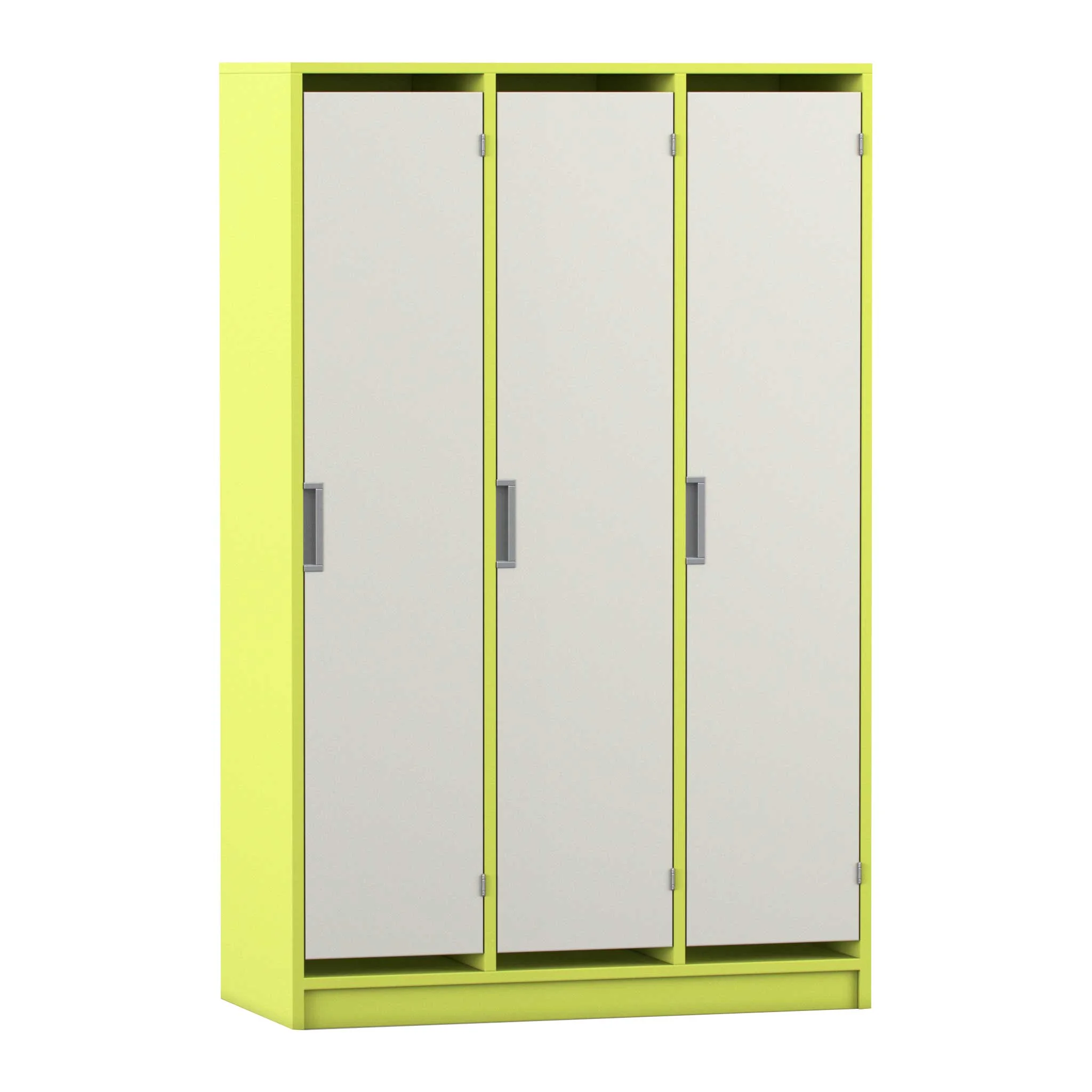 Schließfachschrank, Garderobenschrank, 3-türig, Metall, Neon Gelb