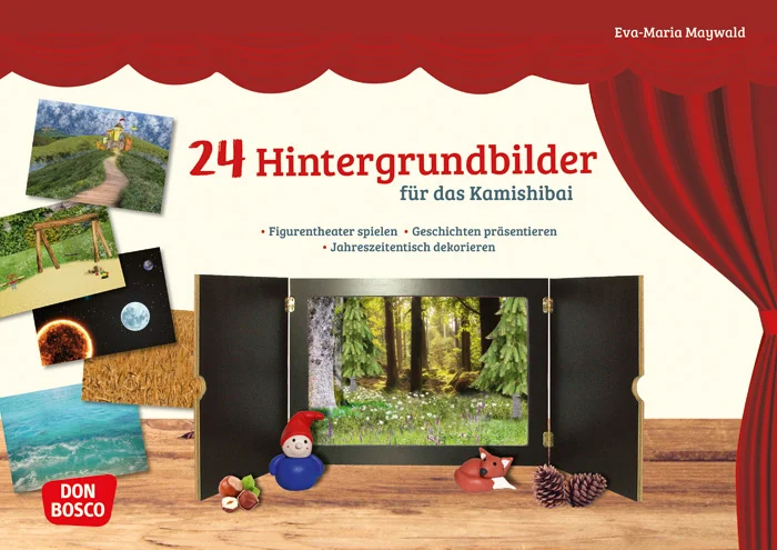 Miniature Theater, Waldszene, Bildschirm-Hintergrund, Holzes faltbarer Screen, Figurenrequisiten