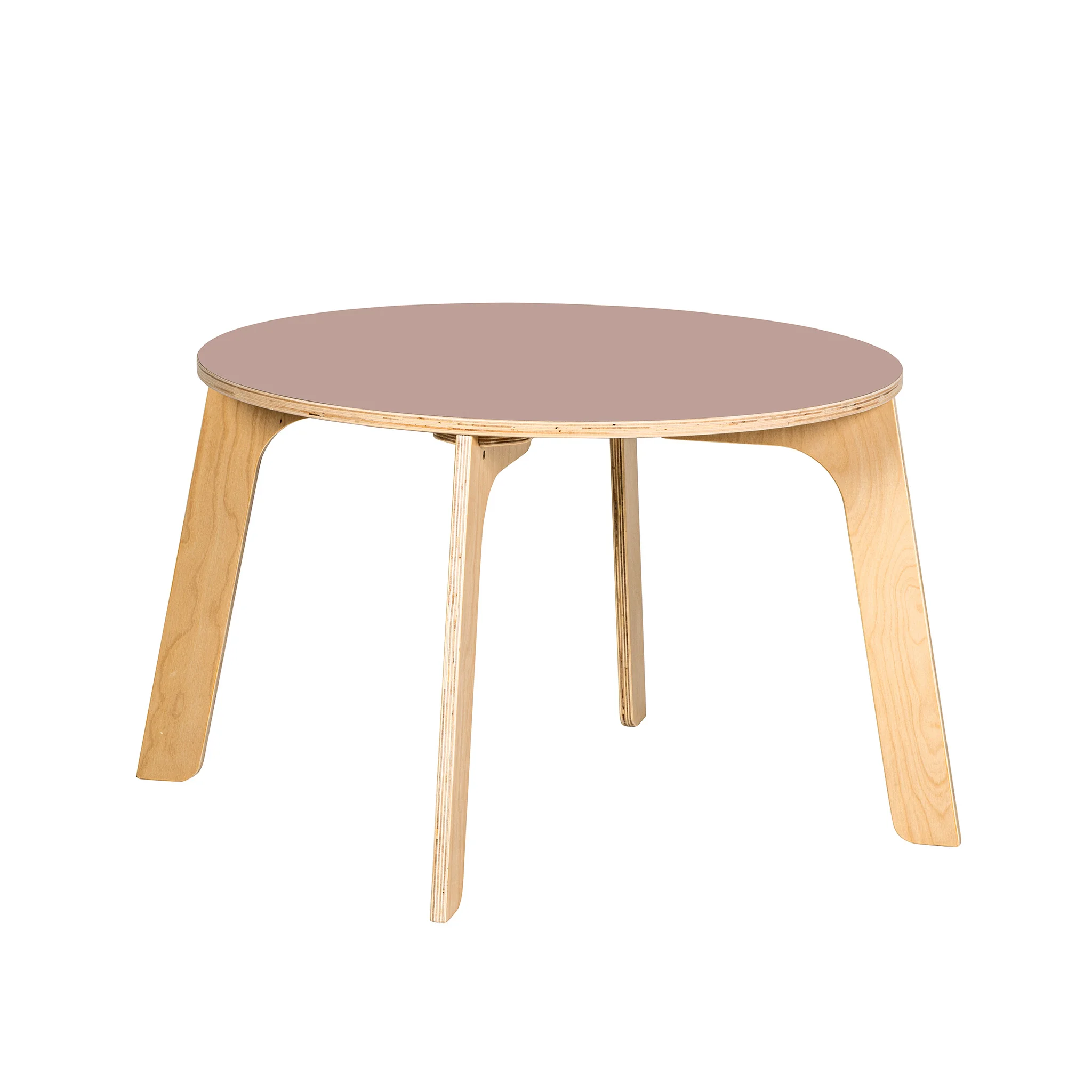 Holztisch, Rundtisch, Couchtisch, Birkenholz, Beige Platte