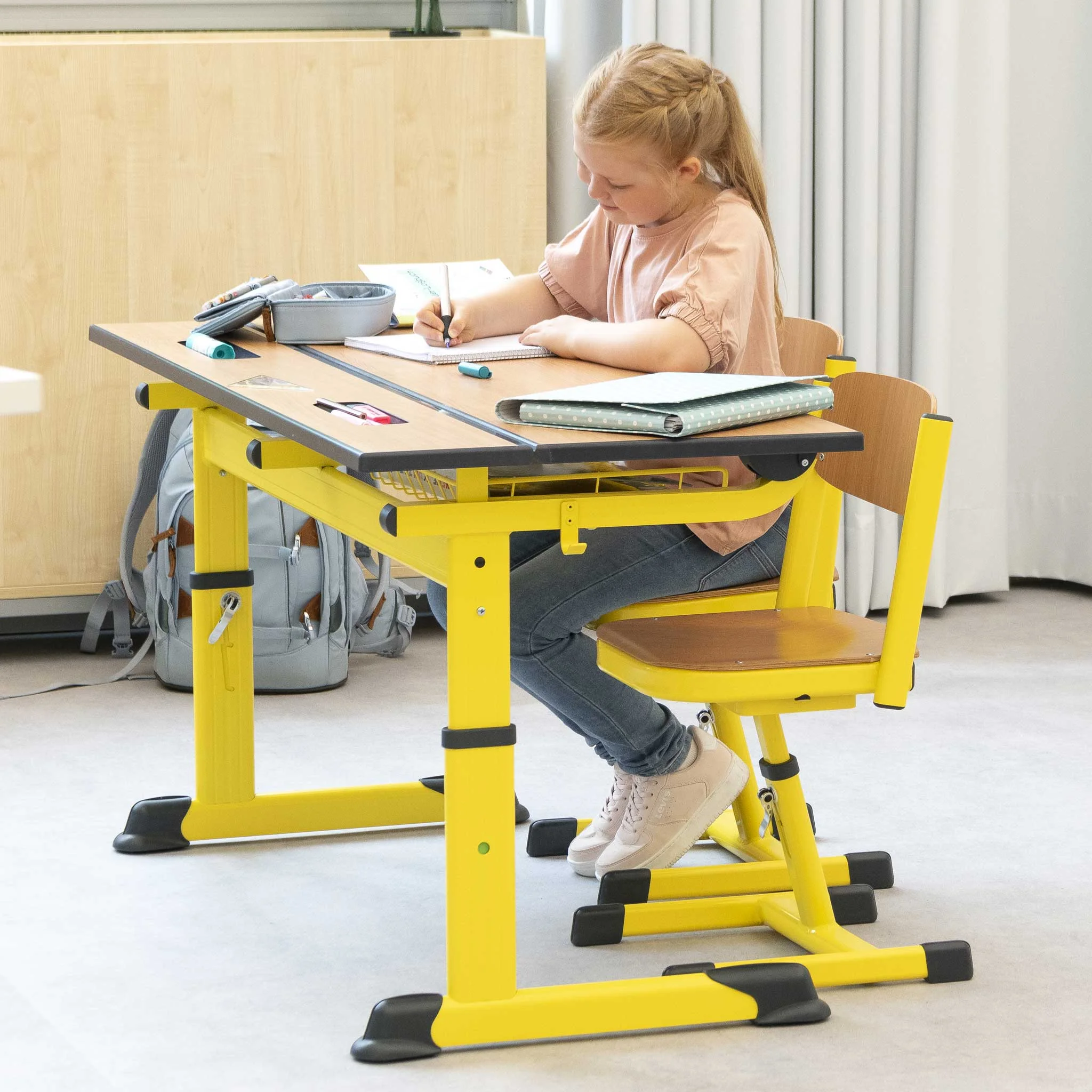 Schreibtisch, Jugendstuhl, Schulstuhl, Gelb, Kinderzimmer