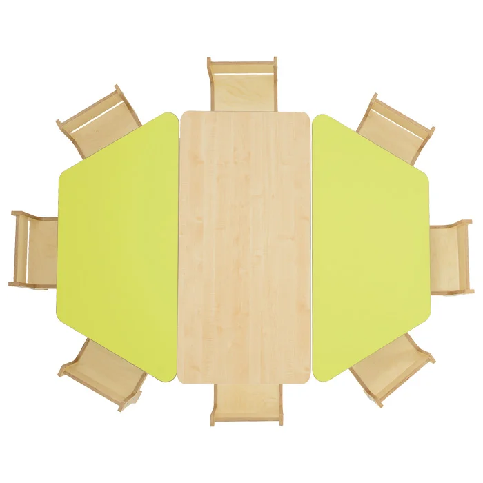 Kindertisch, Holztisch, Grüner Akzent, Runde Stühle?, Kindergartenset