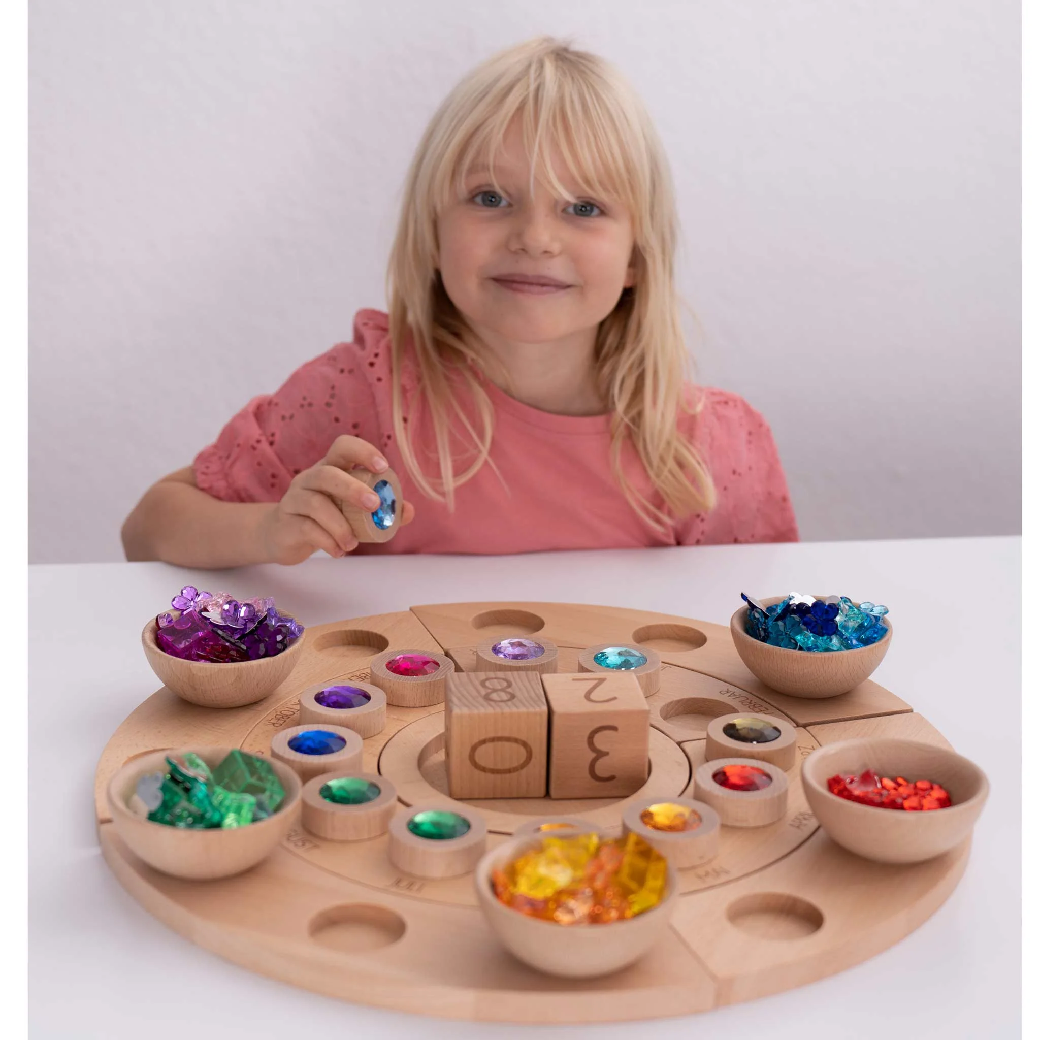 Kinder, Puzzlespiel, Holzspielzeug, Glitzersteine, Lernspiel