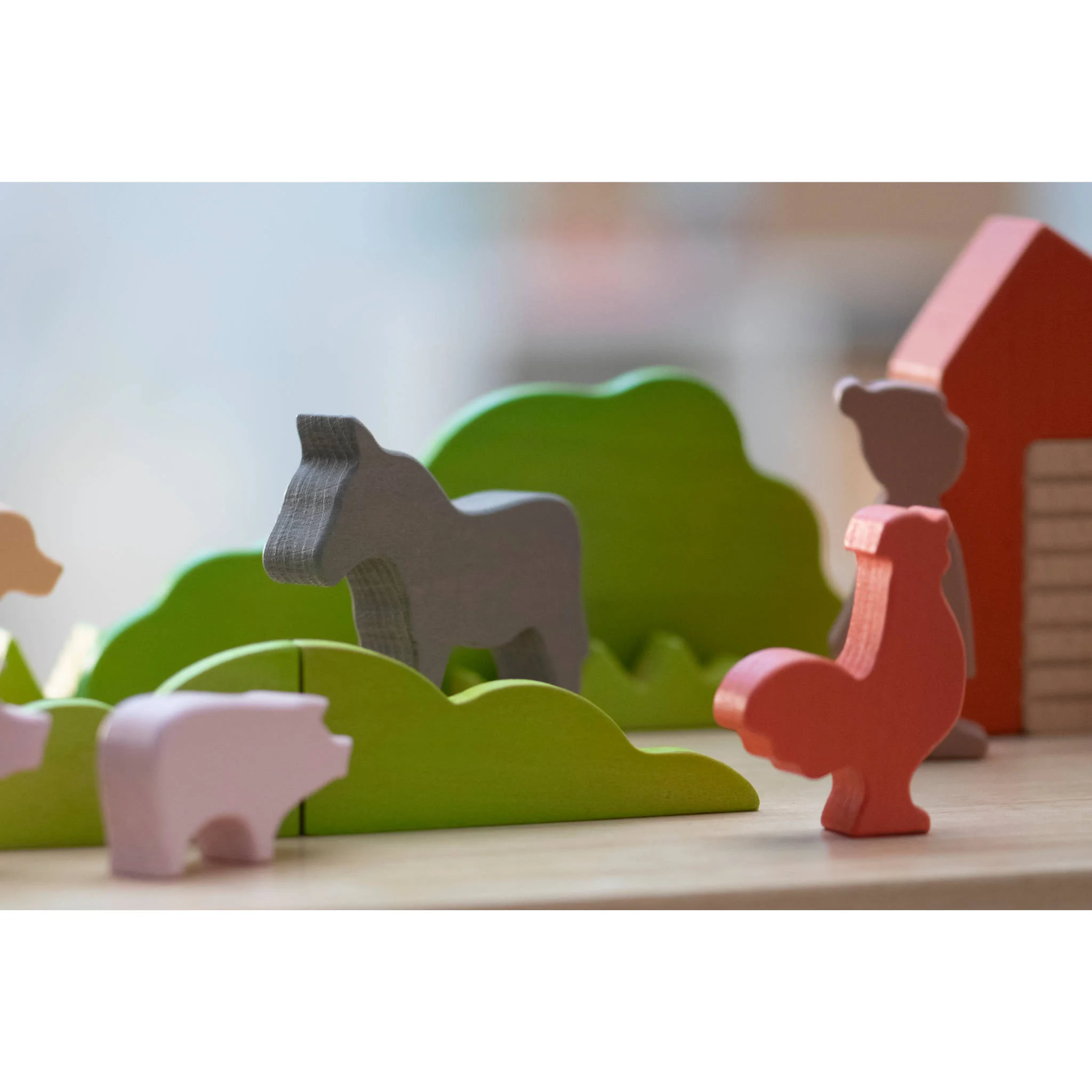 Holzspielzeug, Tierformen, Pferd, Pinguin, Bauklötze