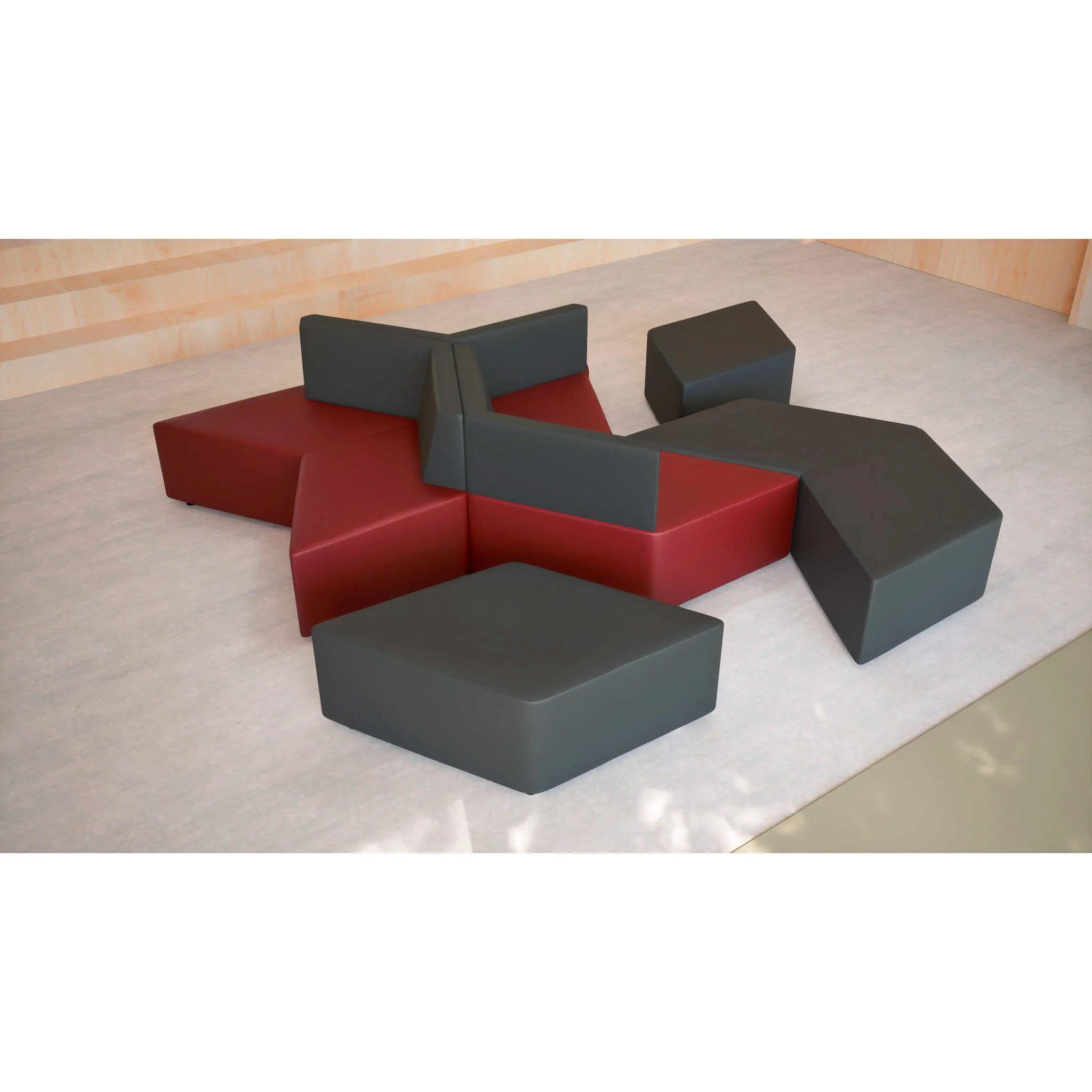 modulares sofa, Schaumstoffe Sitz, rot grau, weiches Möbelstück, modulare Bausteine