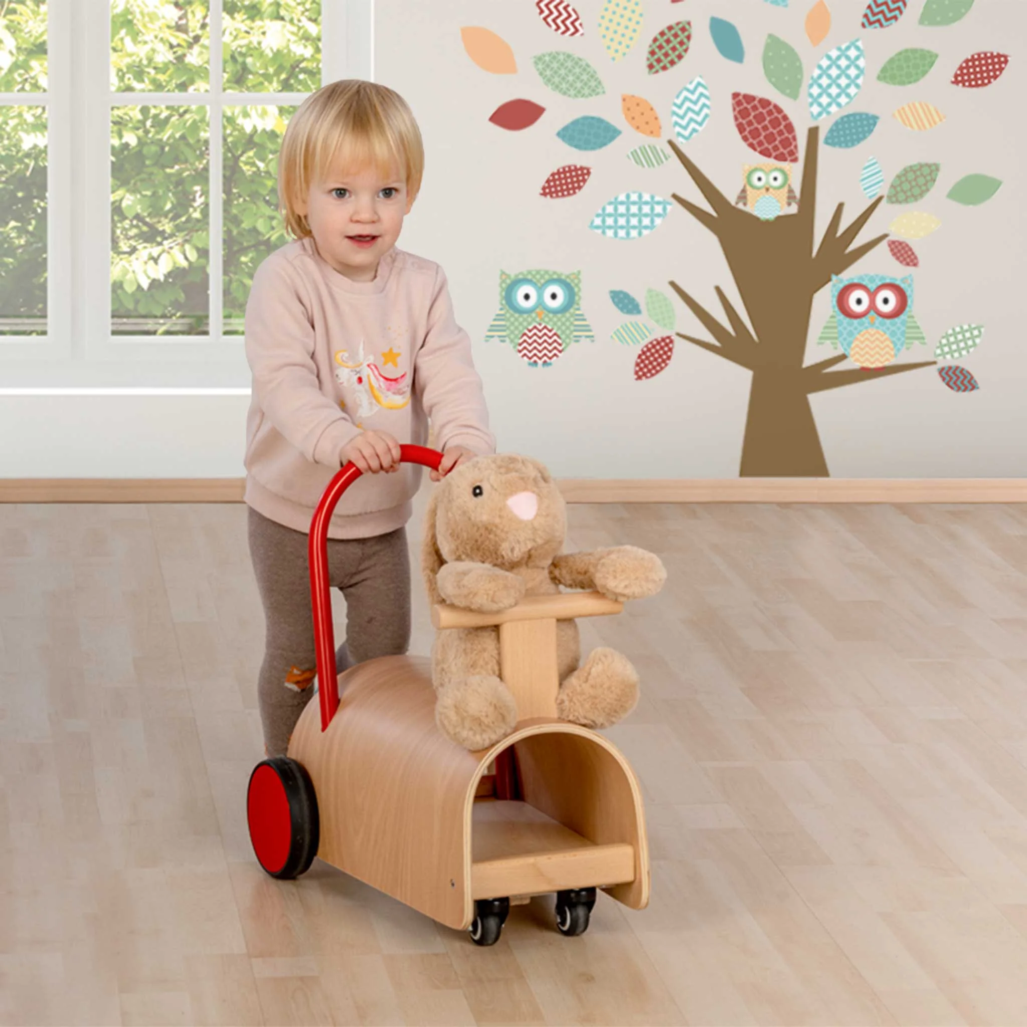 Wagen, Kleinkindspielzeug, Holzwagen, Teddy, Rollwagen
