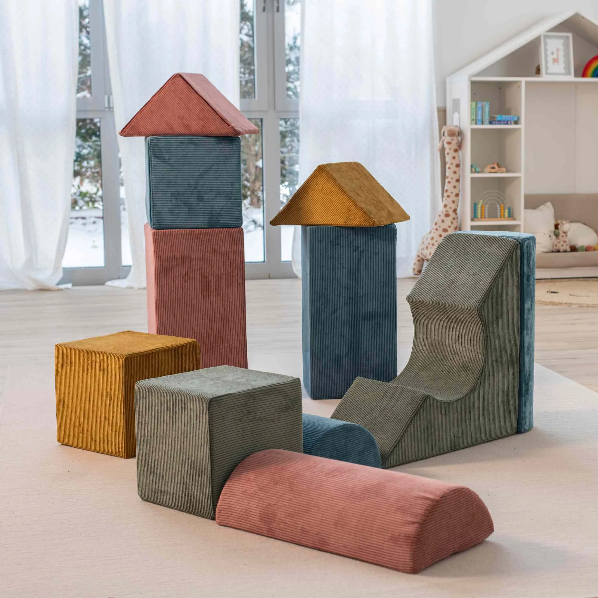 Klemmspielzeug, Bausteine, Modulbausteine, Kissenwürfel, Wohnraumspielzeug