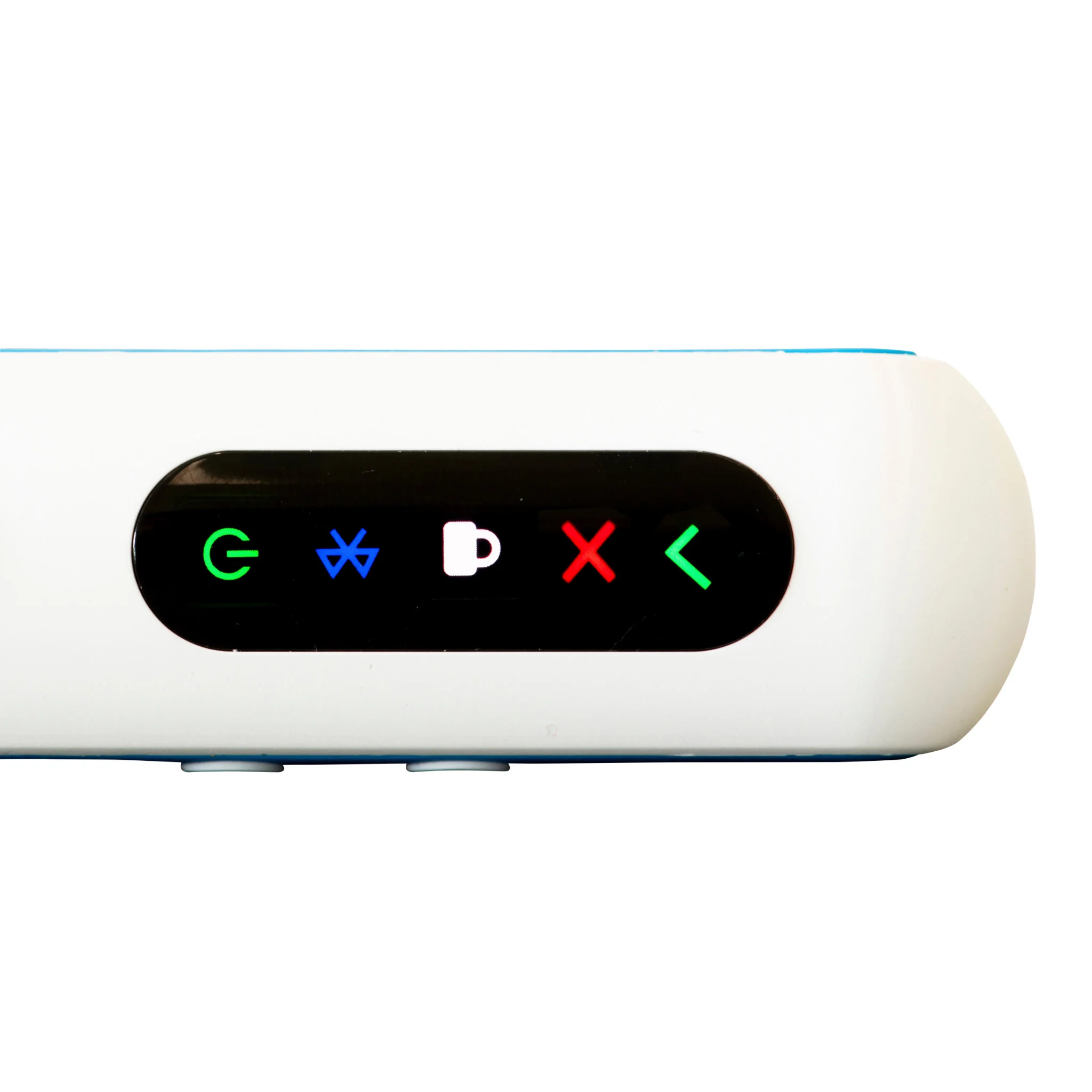 USB-C, LED-Anzeigen, Geräteanschluss, Bedienfeld, weißer Kunststoff