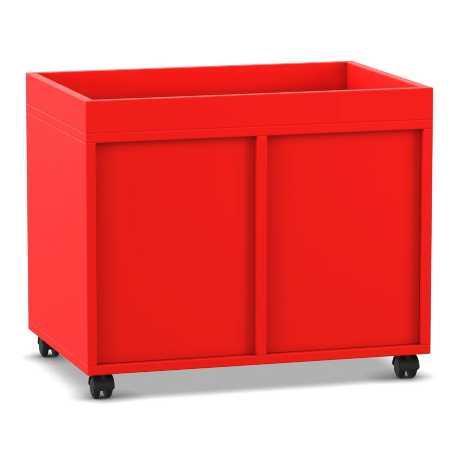 Mobiliar, Schrank, Rollcontainer, Rot, Rollbarer Unterschrank