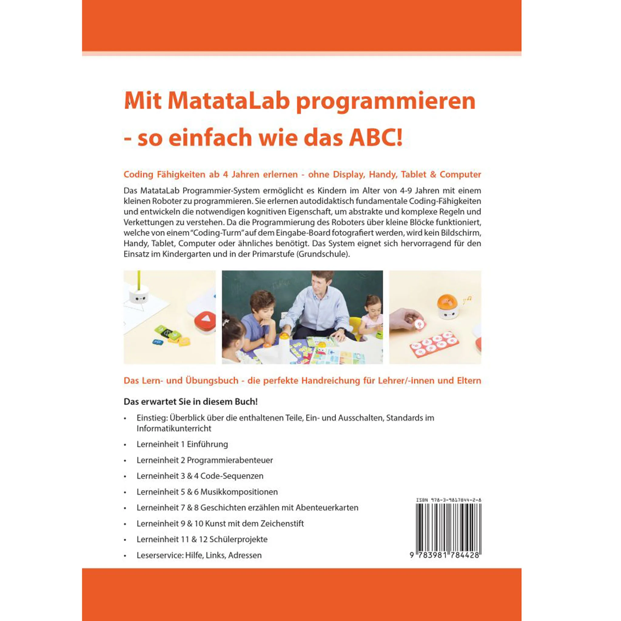 Buchrücken, Lernbuch, Programmieren, Kinderbuch, Turkis-Orange