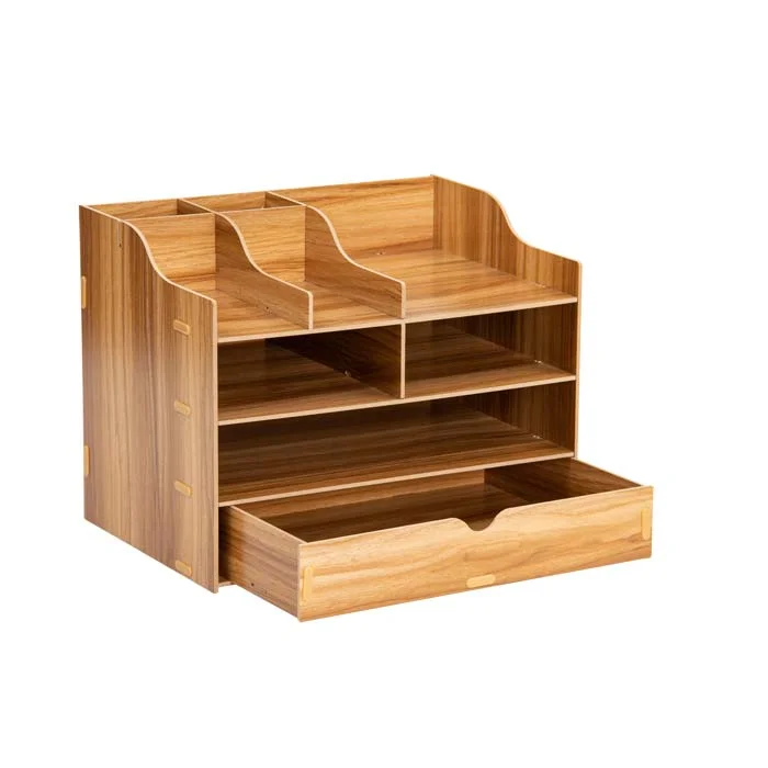Holzregal, Schreibtisch Organizer, Schublade, Offenes Fachsystem, Holzaufbau